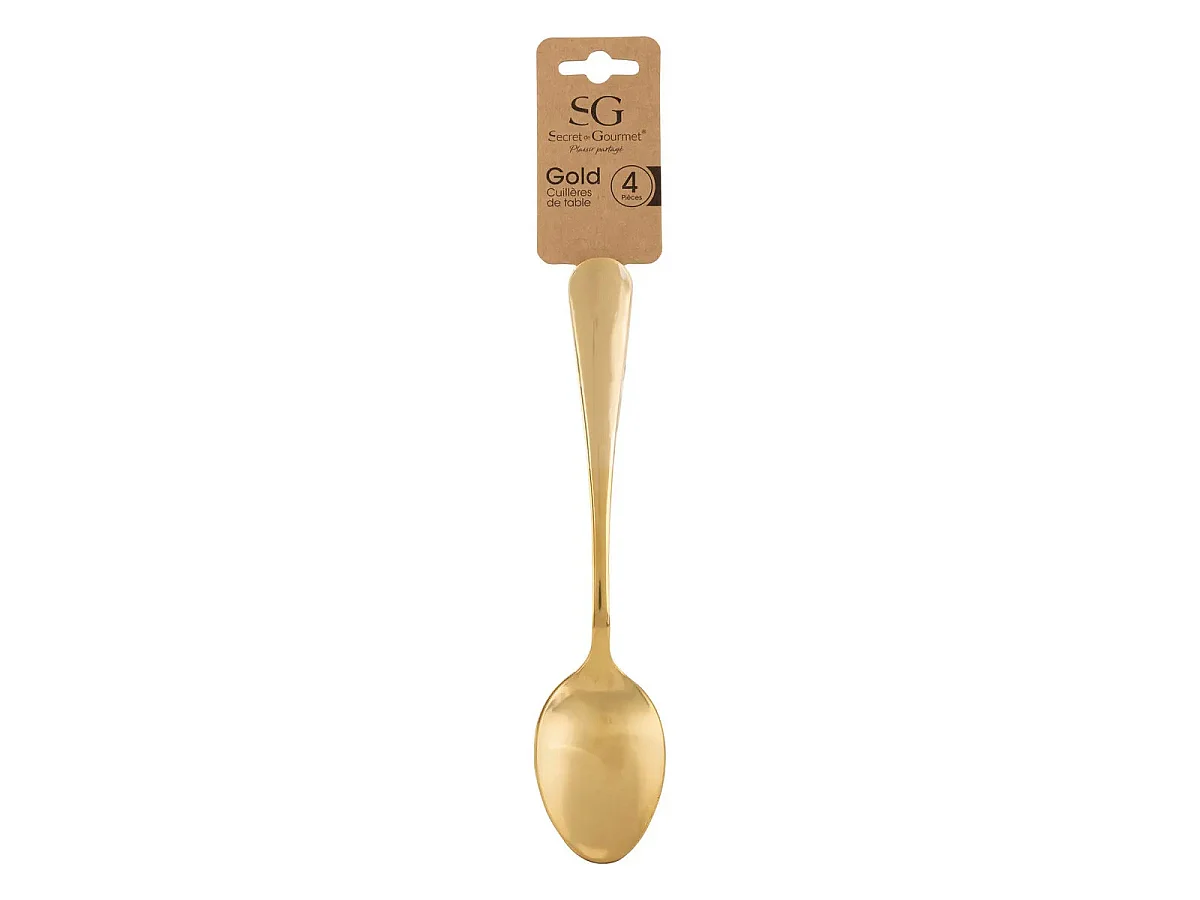 Lot de 4 Cuillères à Soupe en Inox "Gold" 20cm Or
