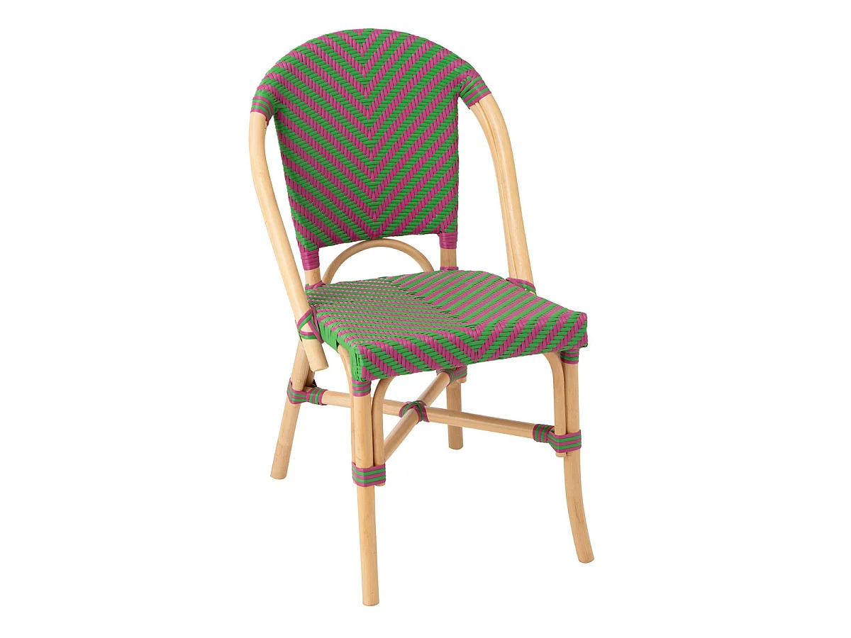 Chaise en Rotin "Geo" 86cm Rose & Vert