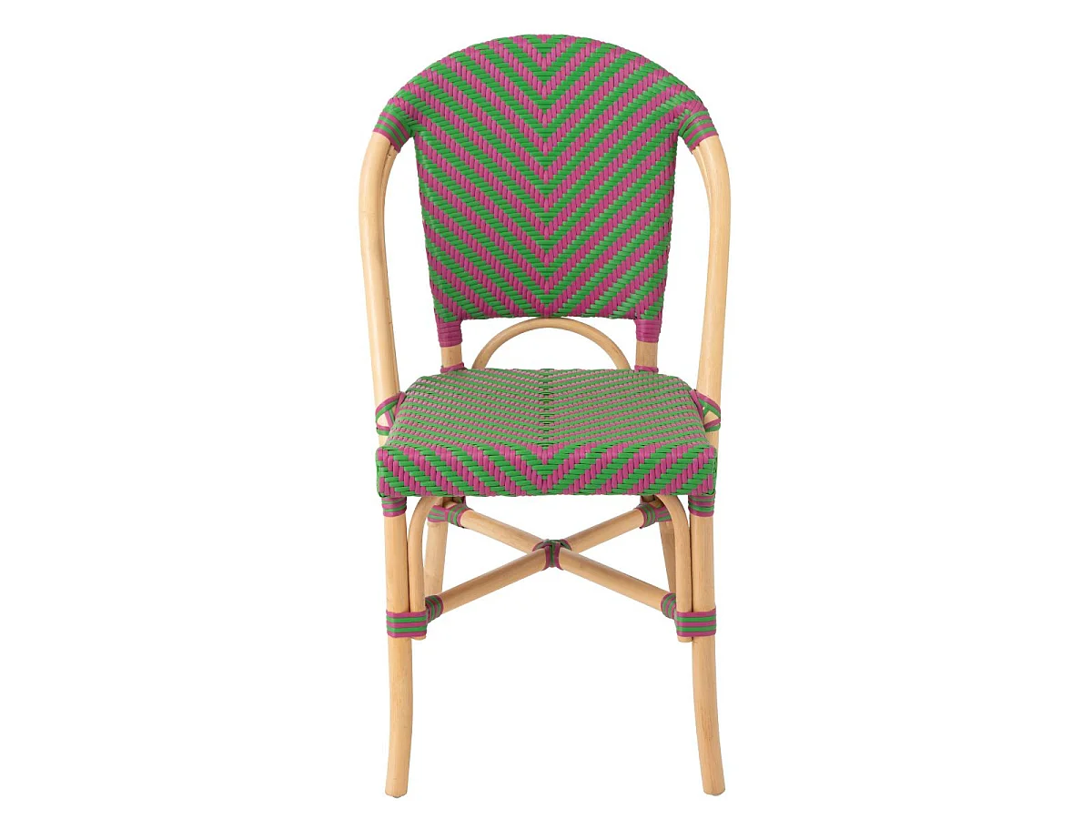 Chaise en Rotin "Geo" 86cm Rose & Vert