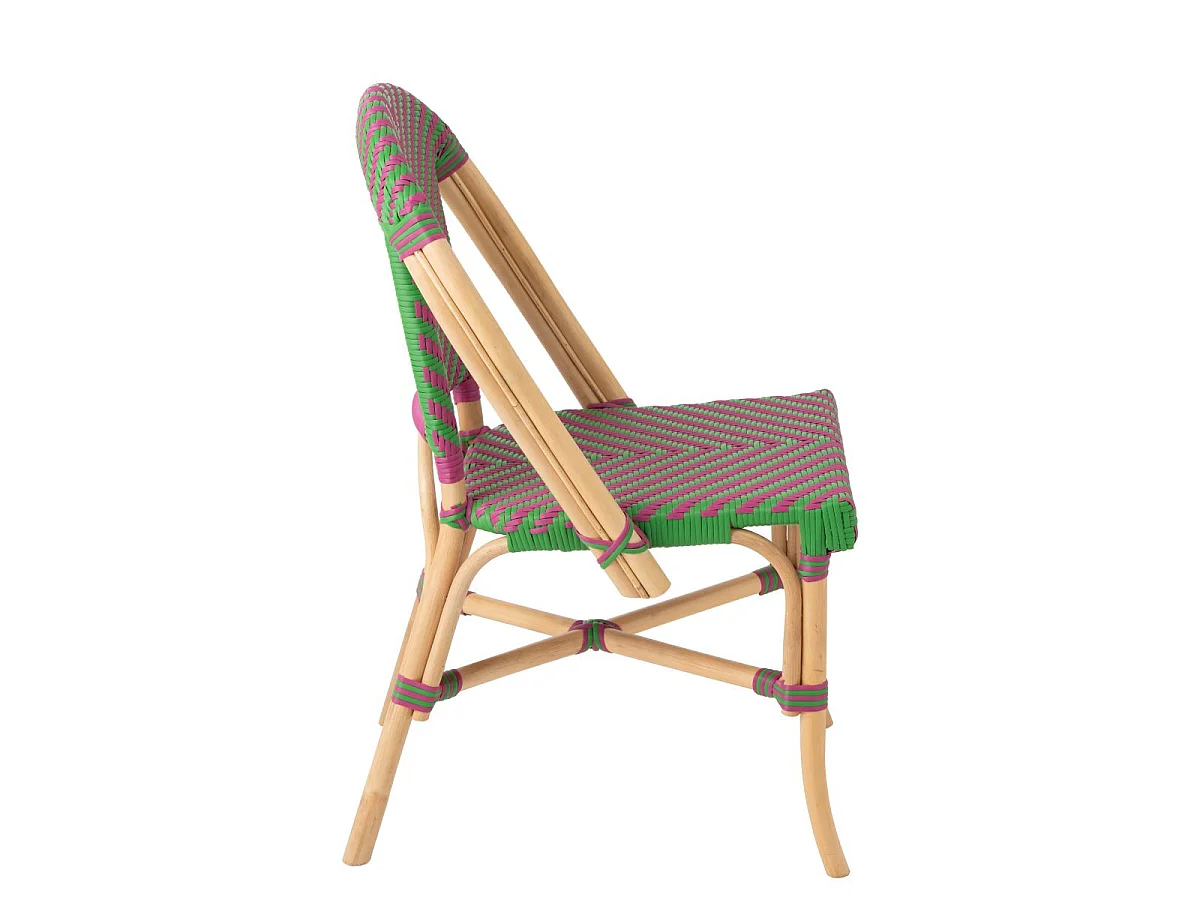 Chaise en Rotin "Geo" 86cm Rose & Vert