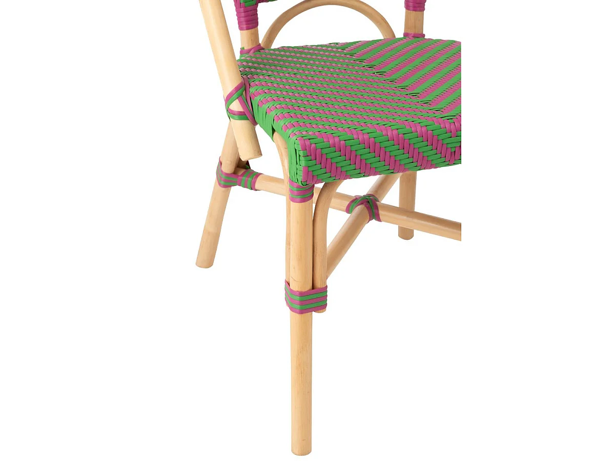 Chaise en Rotin "Geo" 86cm Rose & Vert