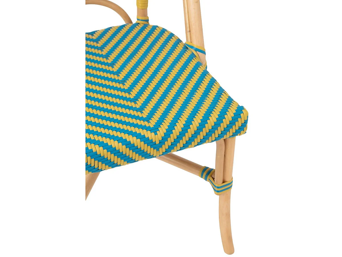 Chaise en Rotin "Geo" 86cm Jaune & Bleu