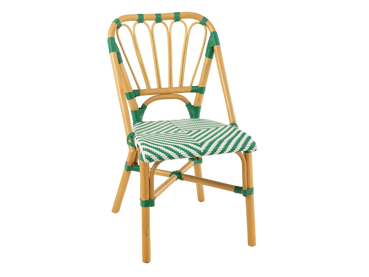 Chaise en Rotin "Danial" 85cm Vert Foncé
