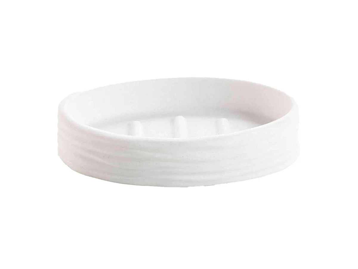 Porte-Savon Effet Strié "Siloa" 12cm Blanc