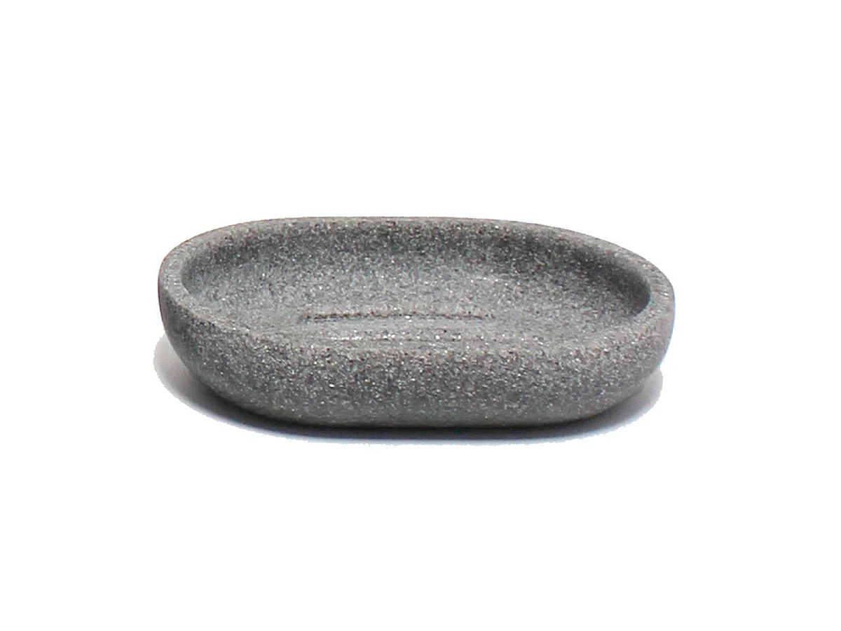 Porte Savon Design "Granite" 12cm Gris