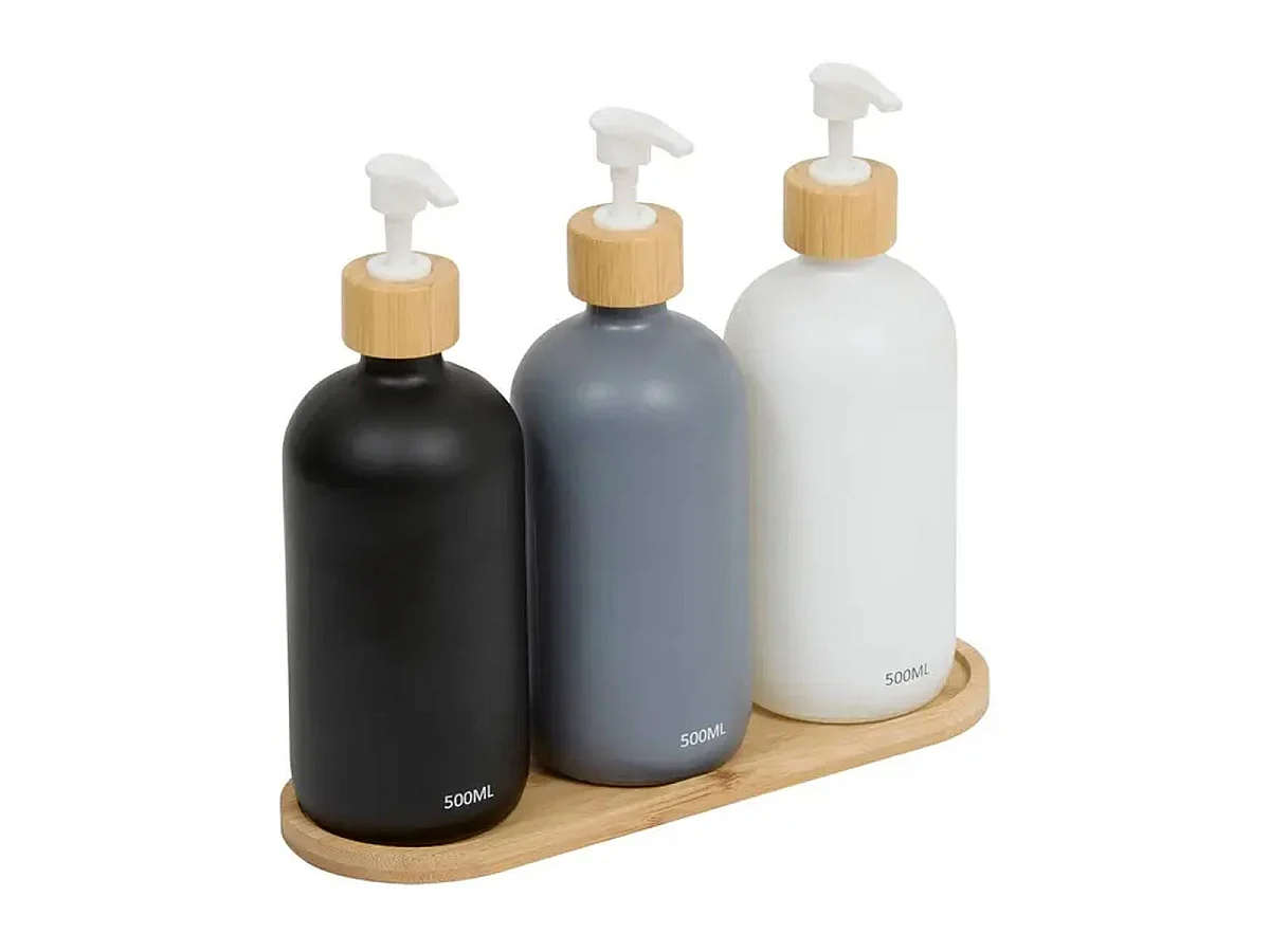 Lot de 3 Distributeurs de Savon & Plateau "Soap" 25cm Multicolore