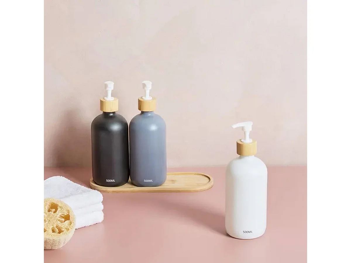 Lot de 3 Distributeurs de Savon & Plateau "Soap" 25cm Multicolore