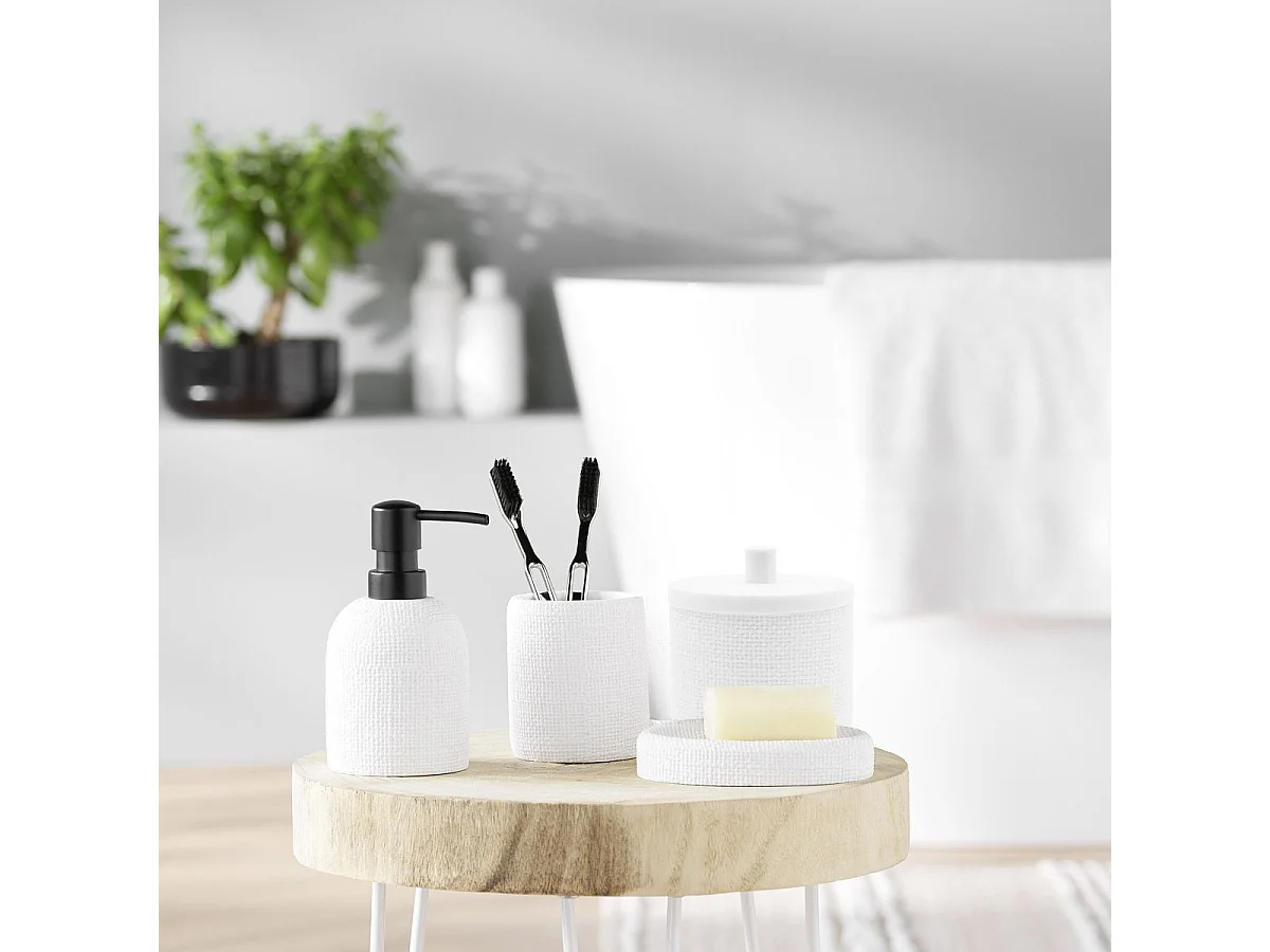 Porte-Savon Effet Tissé "Spa" 13cm Blanc