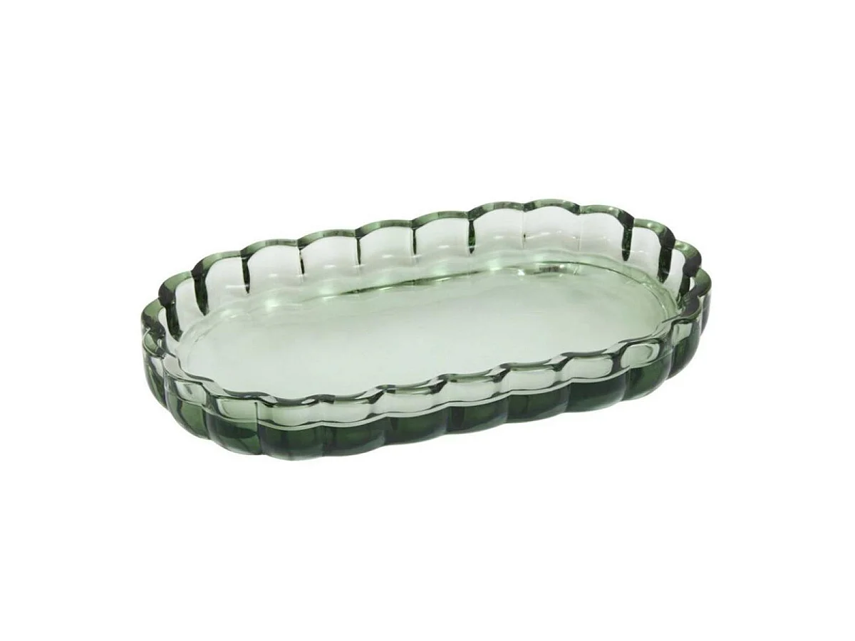 Plateau de Salle de Bain en Verre "Floréa" 19cm Vert