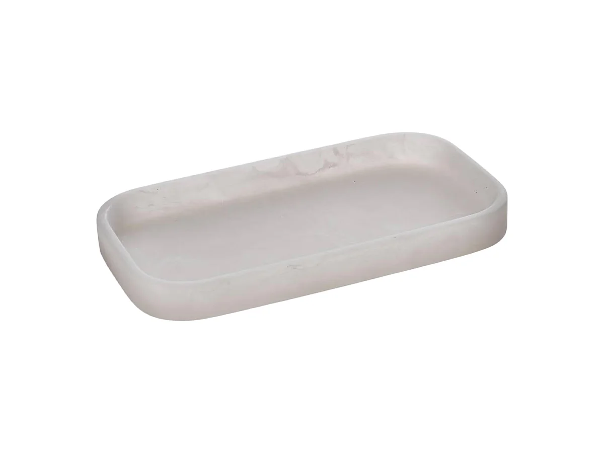 Plateau de Salle de Bain en Résine "Cloudy" 20cm Blanc