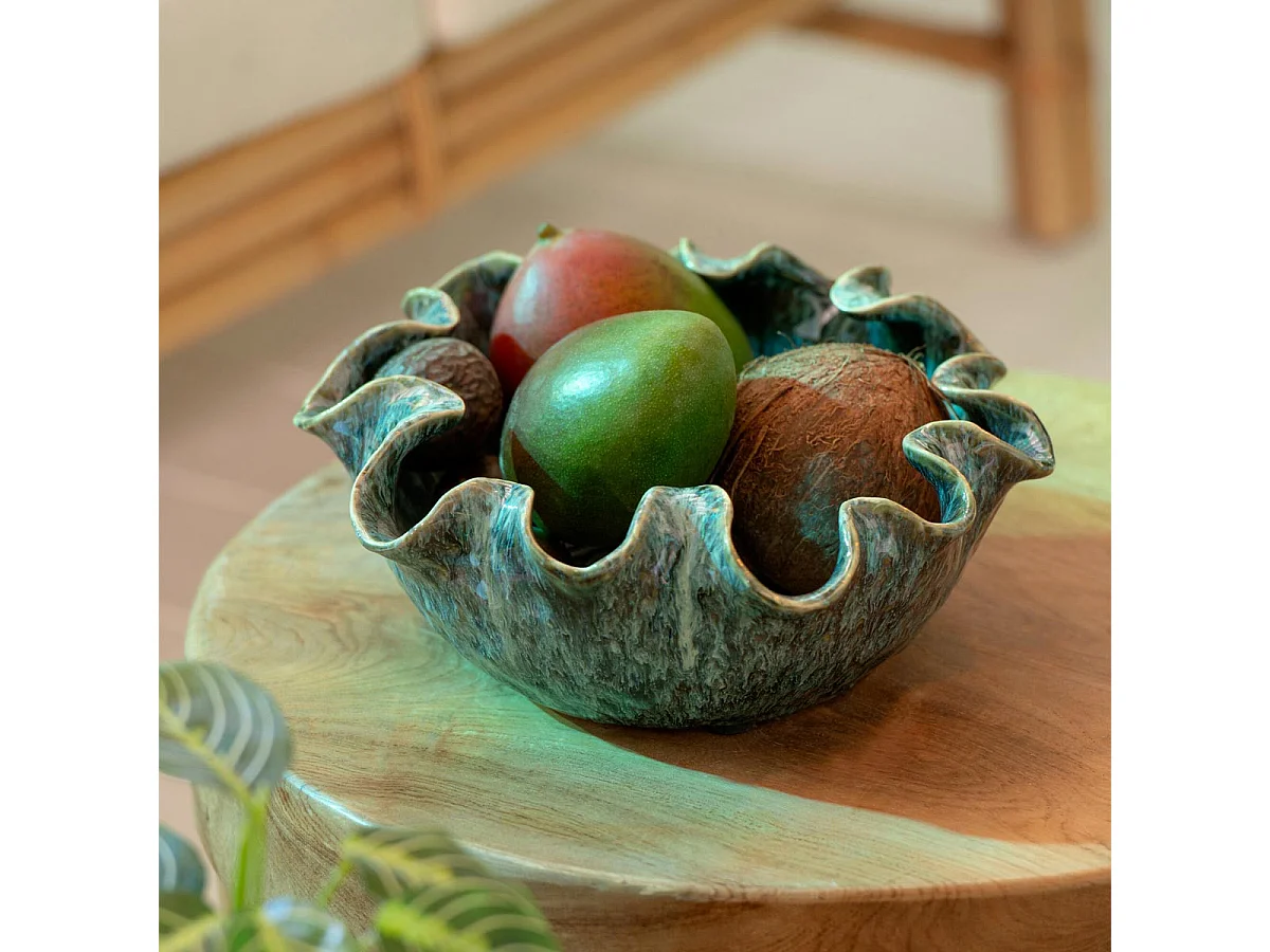 Coupelle Déco en Argile "Ronny" 33cm Bleu