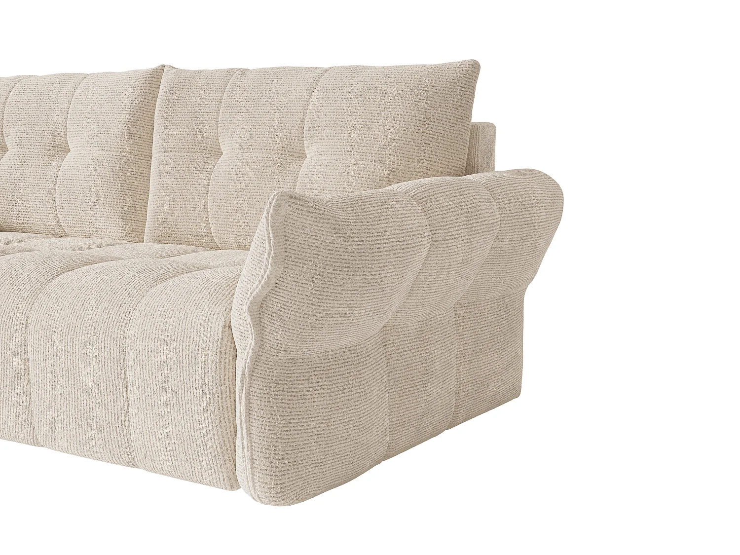 Canapé d'angle gauche convertible express en tissu chiné beige - Couchage 140 cm - Matelas 13 cm avec mémoire de forme IRIS