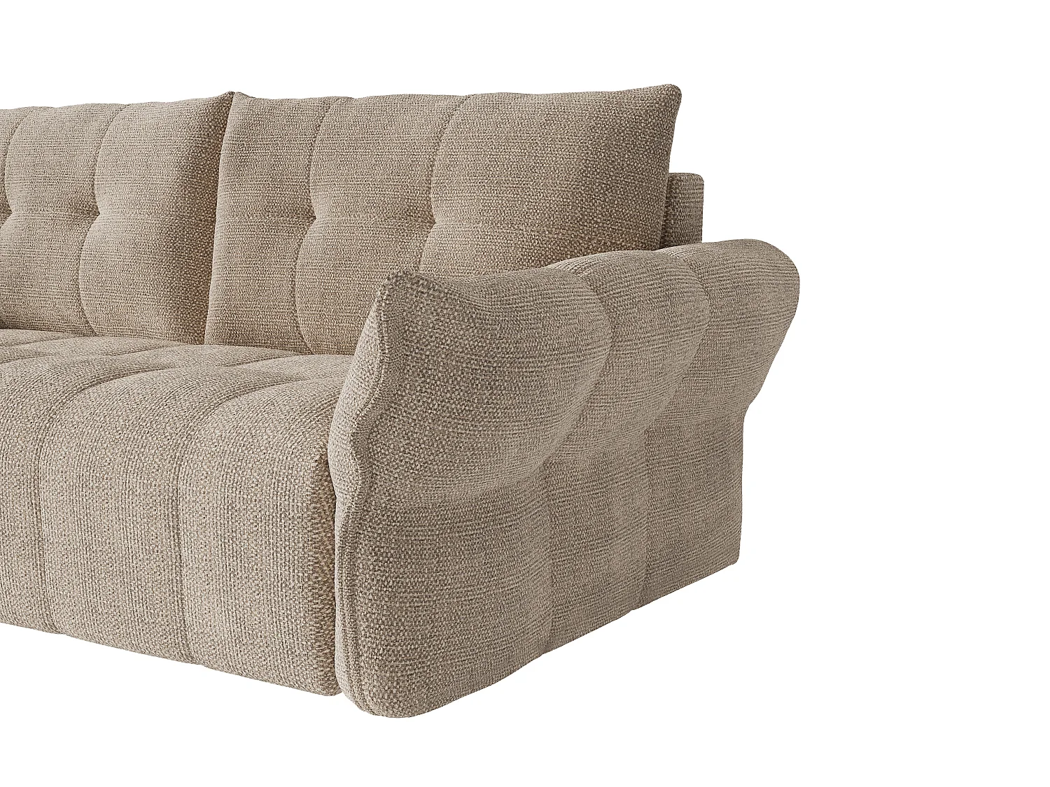 Canapé d'angle gauche convertible express en tissu chiné taupe - Couchage 140 cm - Matelas 13 cm avec mémoire de forme IRIS