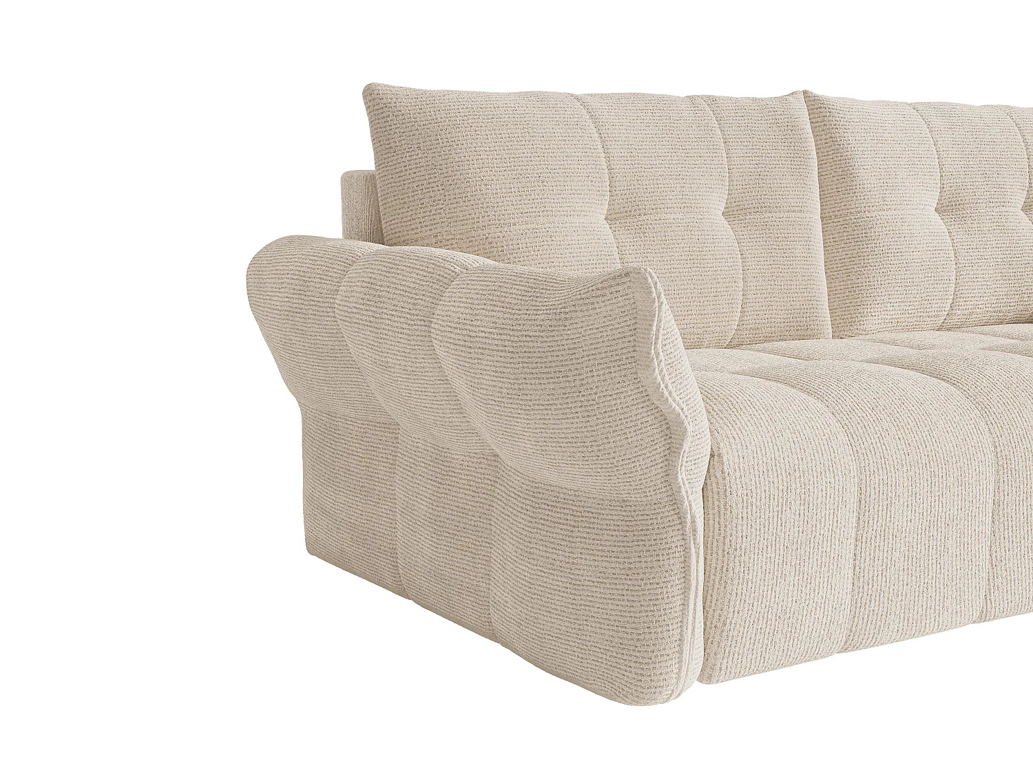 Canapé 3 places convertible express en tissu chiné beige - Couchage 140 cm - Matelas 16 cm mémoire de forme IRIS