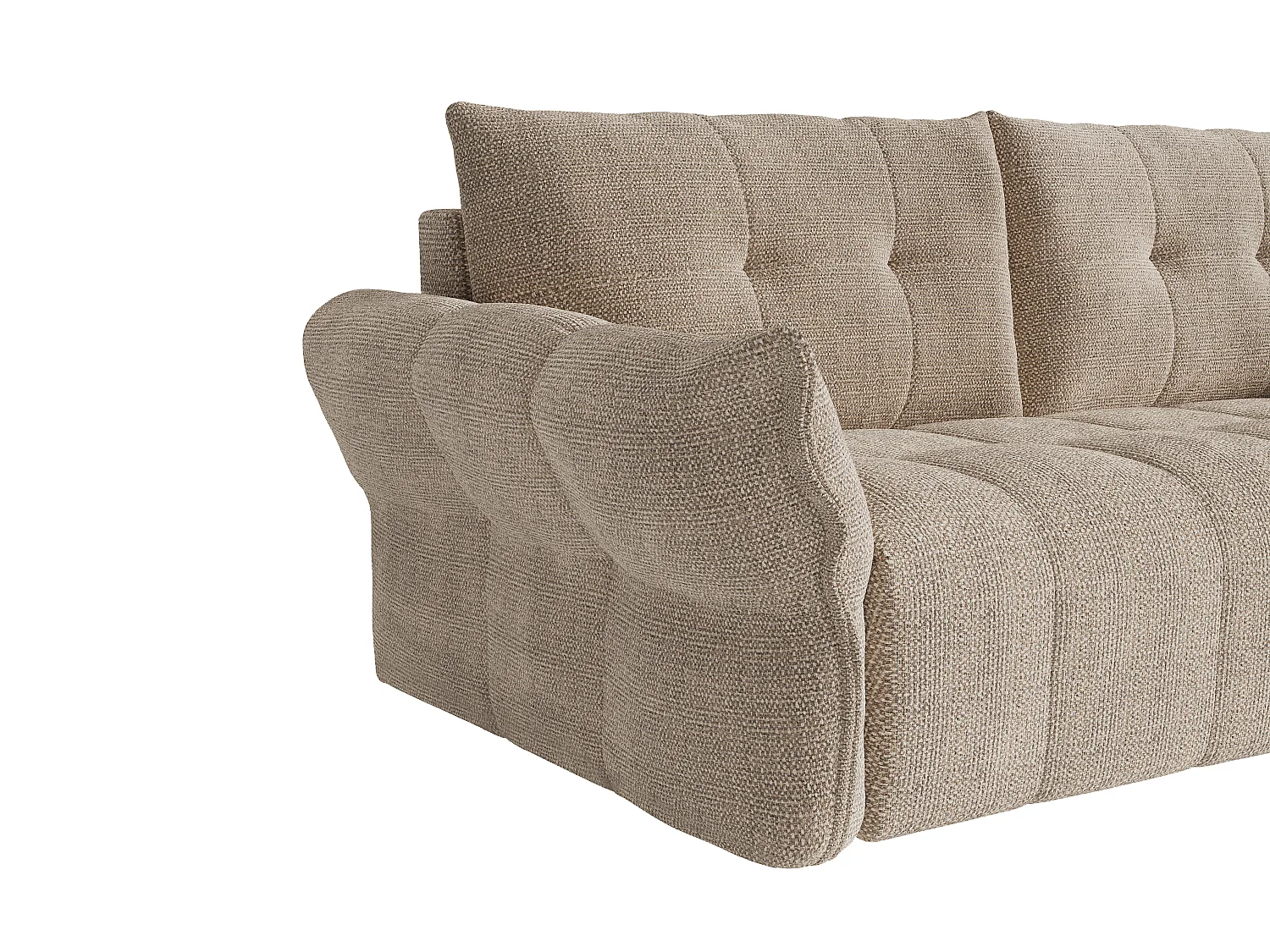 Canapé 3 places convertible express en tissu chiné taupe - Couchage 140 cm - Matelas 16 cm mémoire de forme IRIS