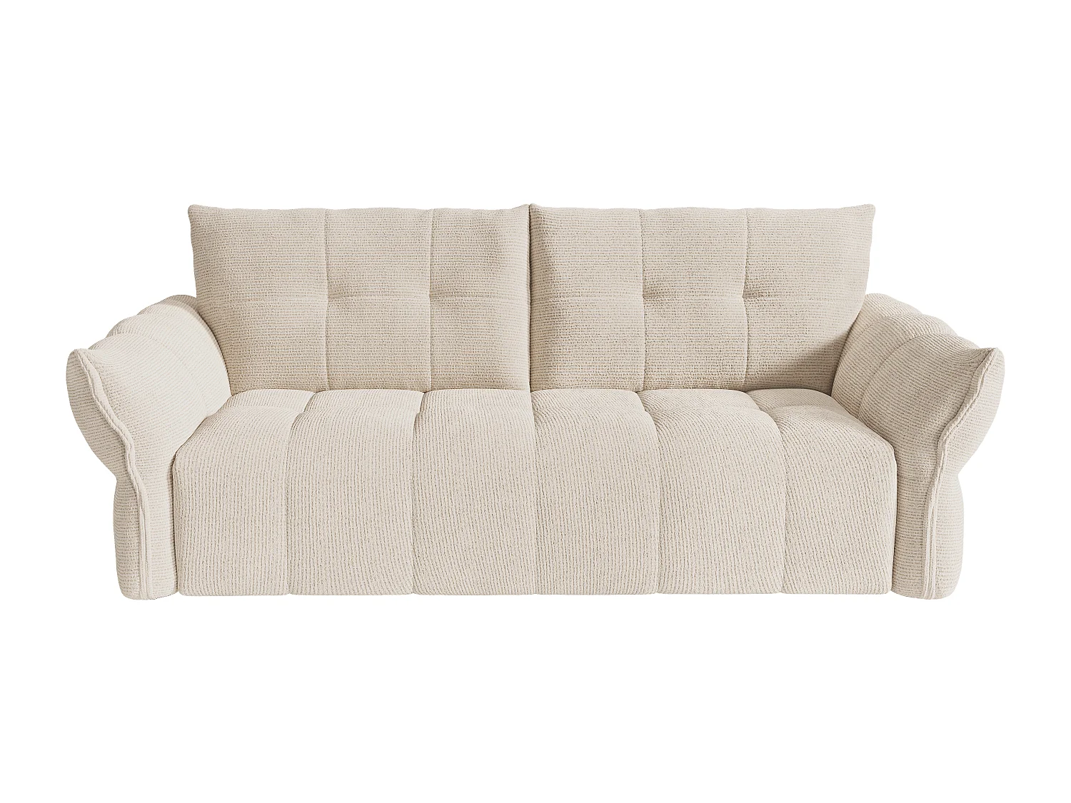 Canapé 4 places convertible express en tissu chiné beige - Couchage 160 cm - Matelas 13 cm mémoire de forme IRIS