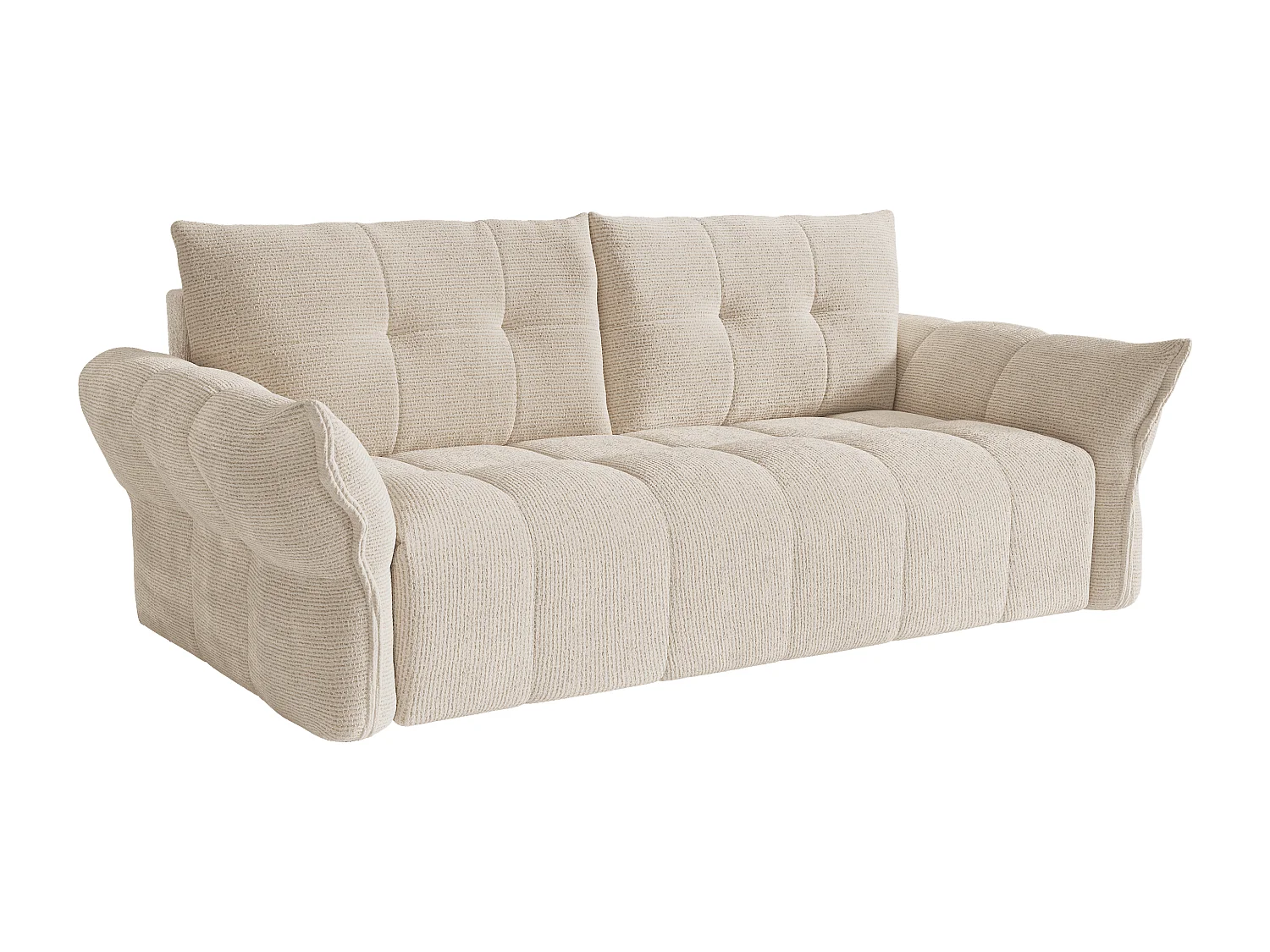 Canapé 4 places convertible express en tissu chiné beige - Couchage 160 cm - Matelas 16 cm mémoire de forme IRIS