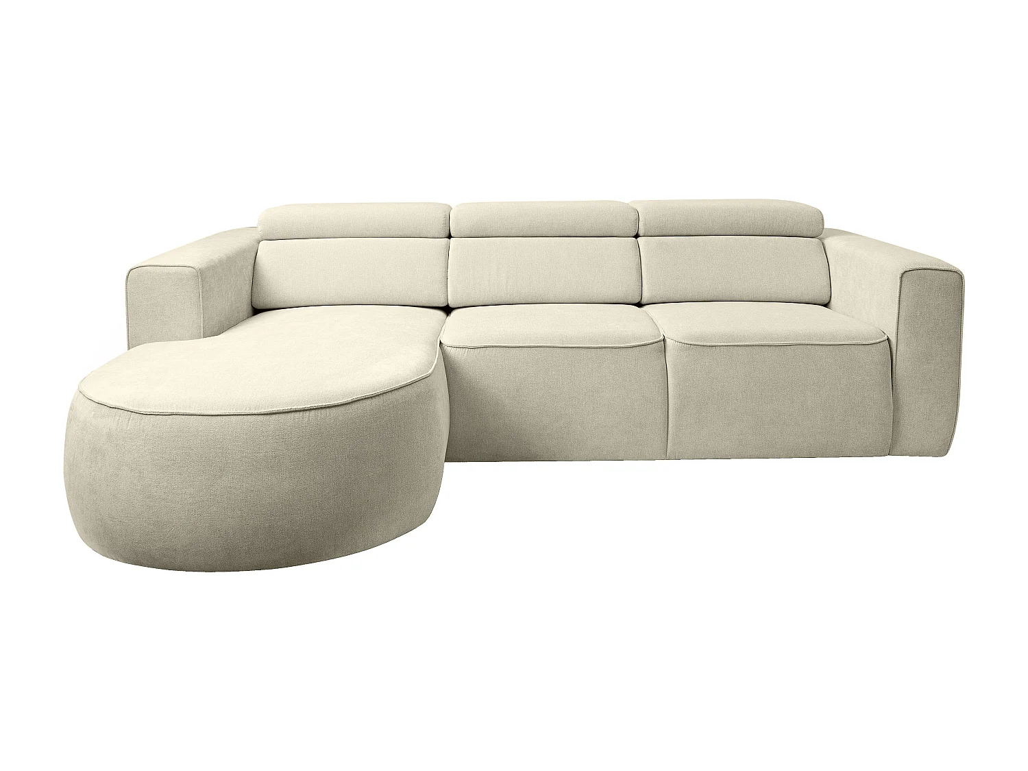 Canapé d'angle gauche en tissu beige FEREXI
