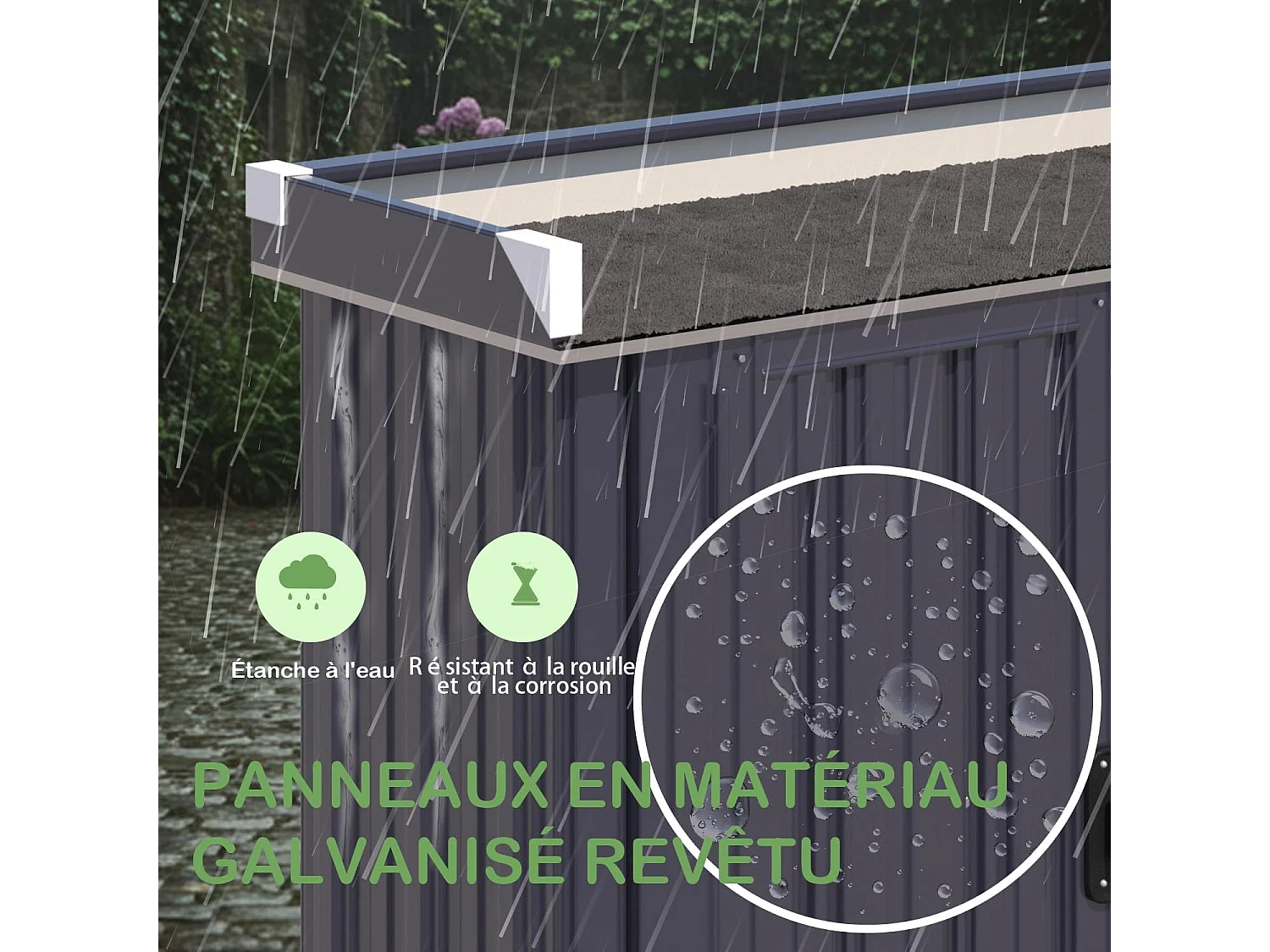 YODOLLA Armoire de Jardin 97x34x85 cm, en métal galvanisé étanche, avec plan de travail et étagère réglable 5 positions, pour jardin & balcon, Gris