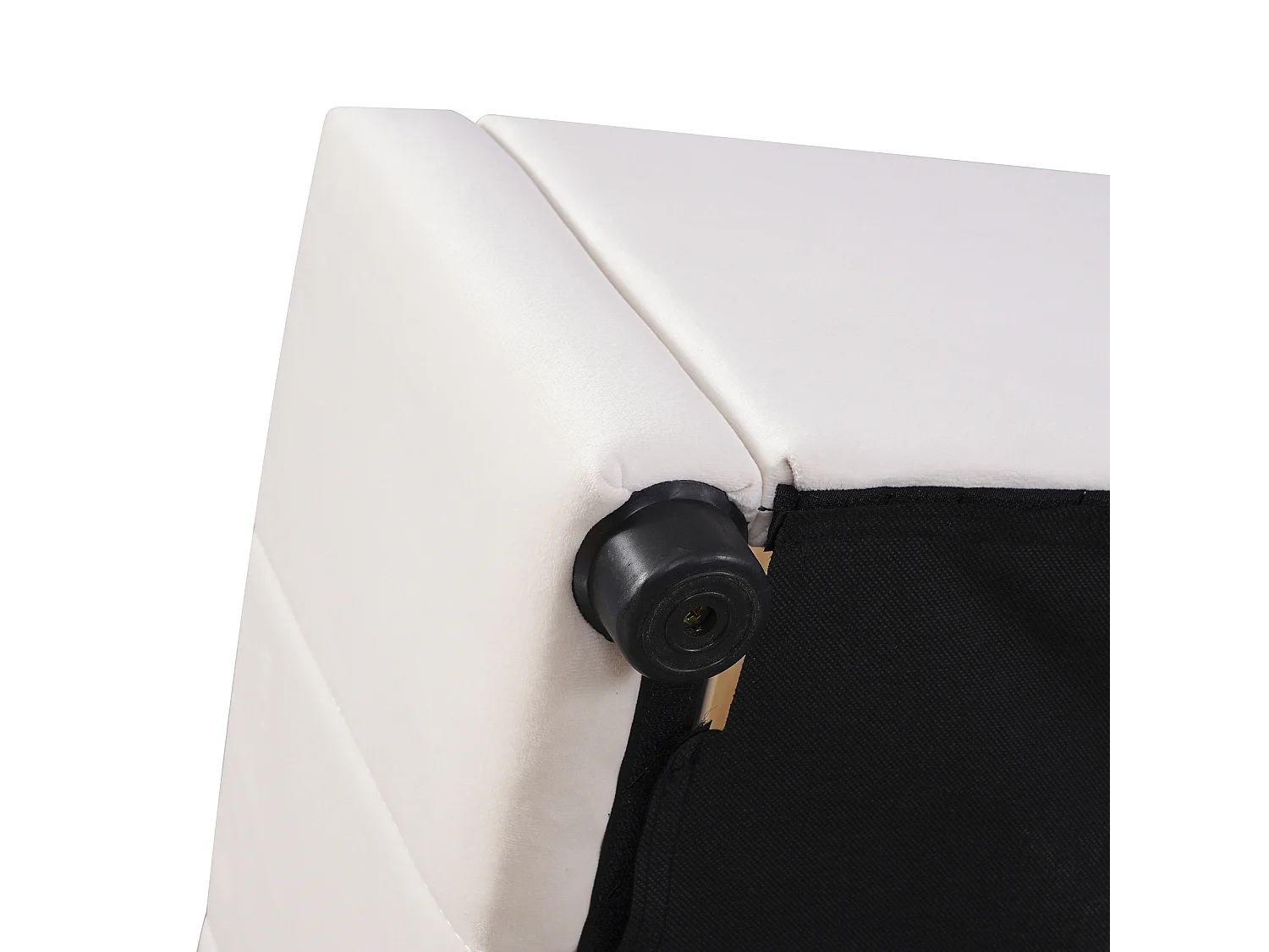 Lit double velours 140x200, tête réglable, lit coffre hydraulique, rangement sous lit, blanc crème