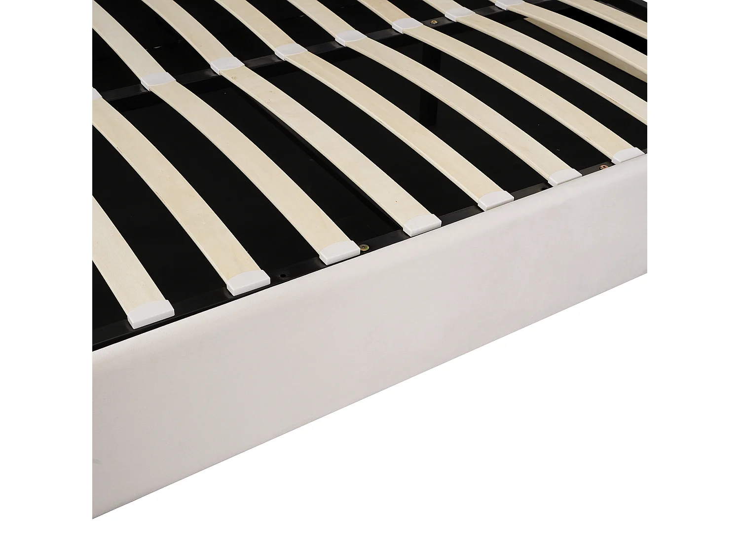 Lit double velours 140x200, tête réglable, lit coffre hydraulique, rangement sous lit, blanc crème