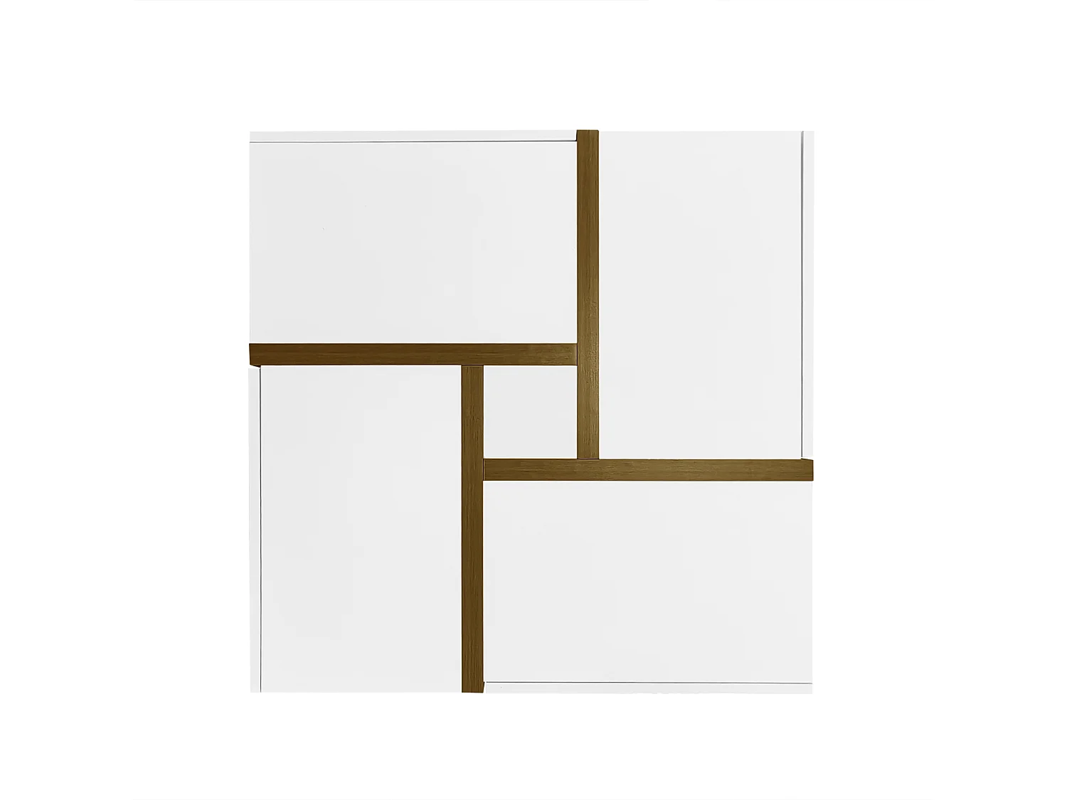 Table basse laquée brillante 78x78, 4 tiroirs, rangement sous plateau, design moderne