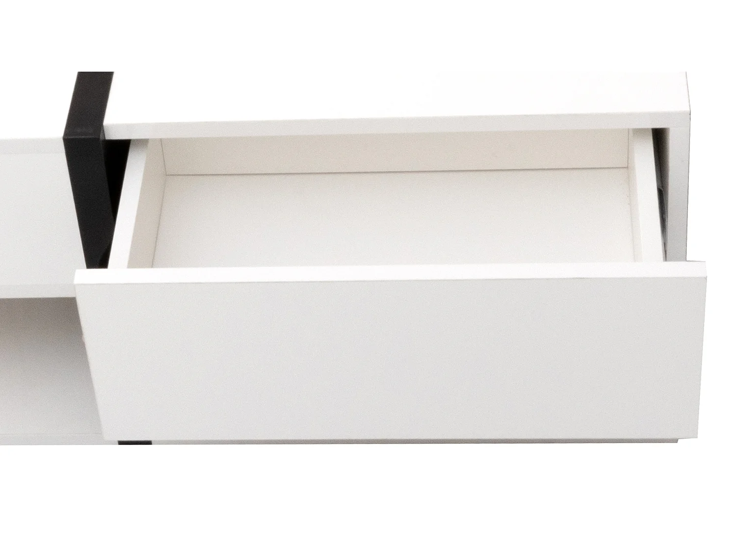 Table basse laquée brillante 78x78, 4 tiroirs, rangement sous plateau, design moderne