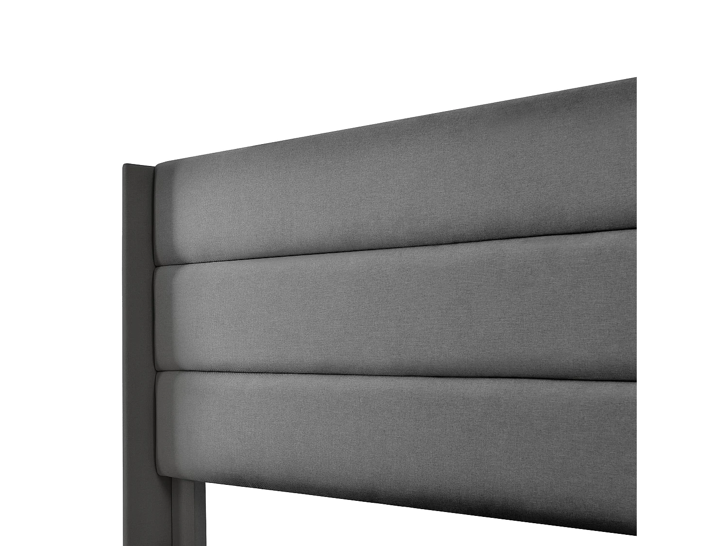 Lit coffre hydraulique 180x200, capitonné, sommier lattes bois, lin, gris