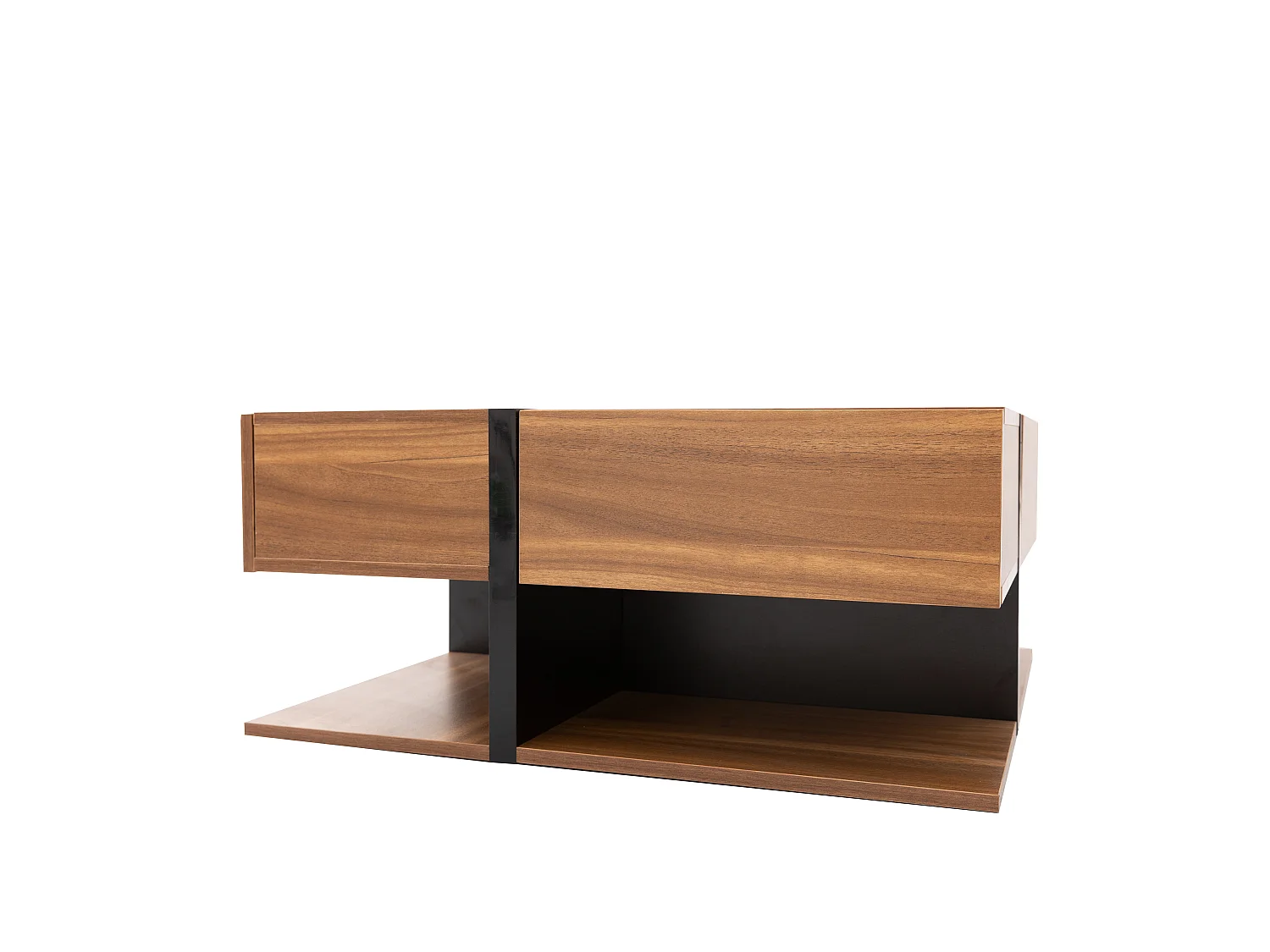 Table basse 78x78, 4 tiroirs, rangement sous plateau, design moderne pour salon