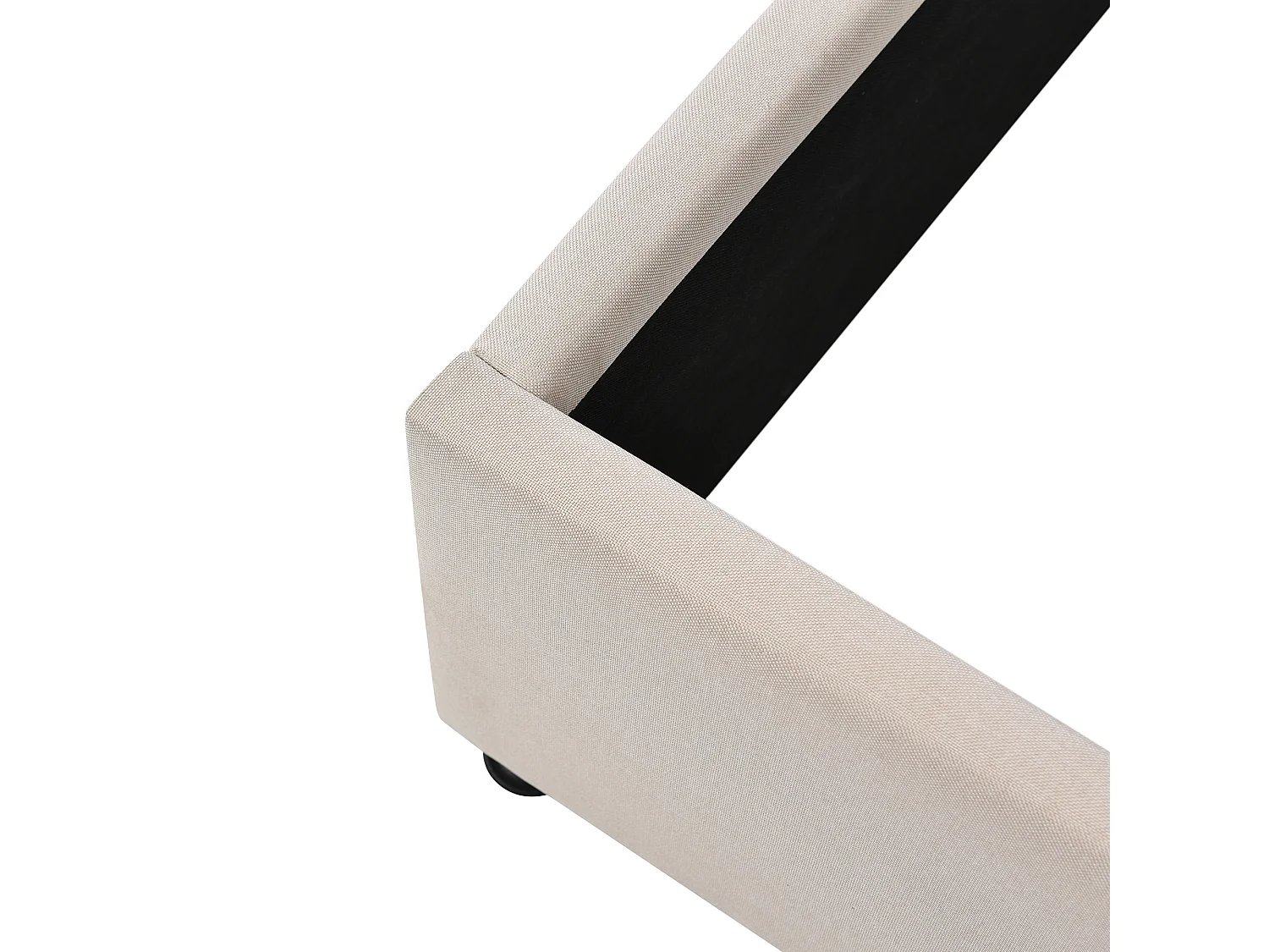 Lit coffre hydraulique 180x200, capitonné, sommier lattes bois, lin, beige