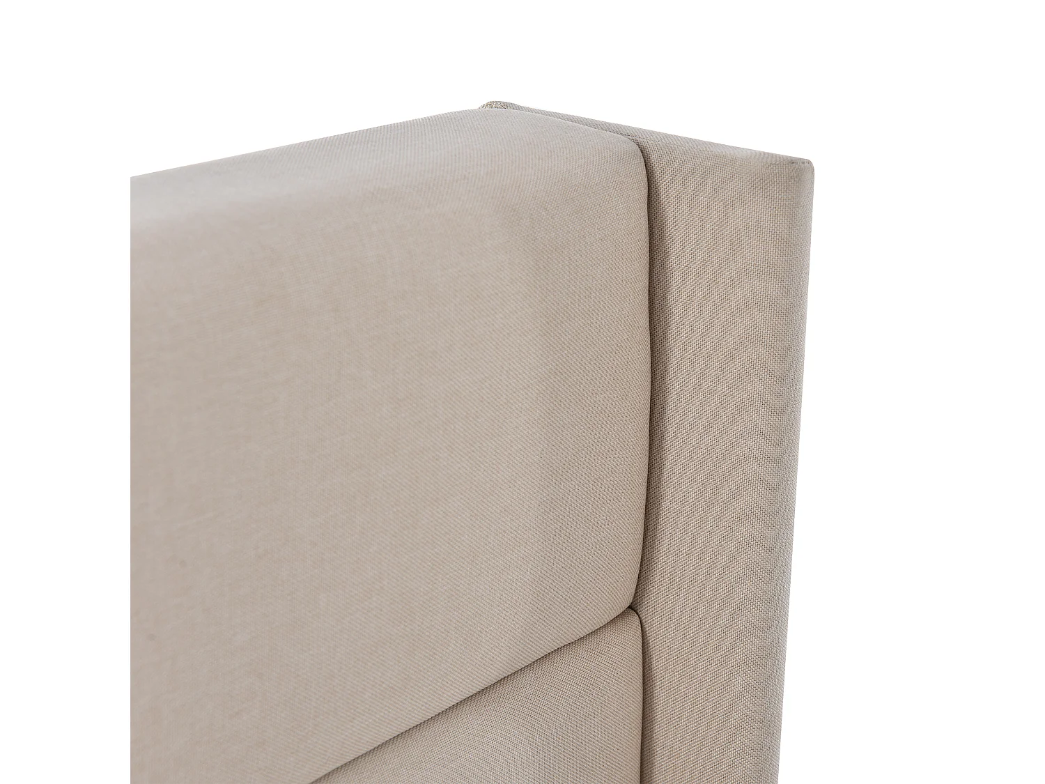 Lit coffre hydraulique 180x200, capitonné, sommier lattes bois, lin, beige