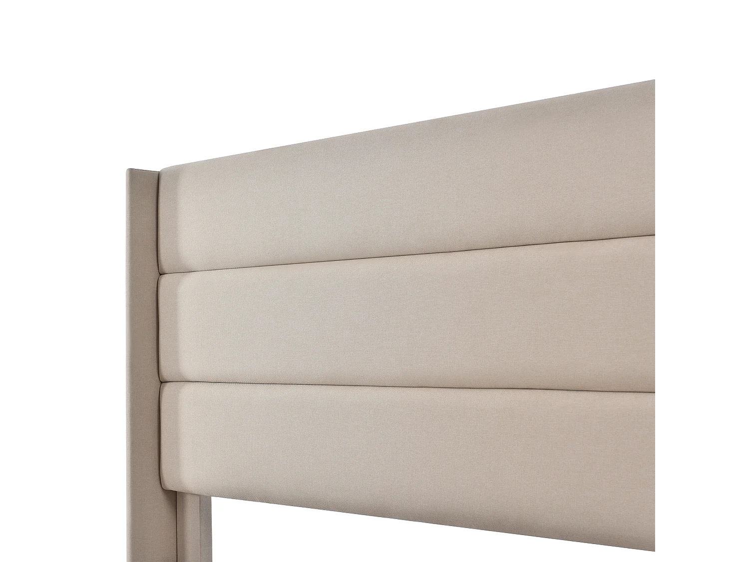 Lit coffre hydraulique 180x200, capitonné, sommier lattes bois, lin, beige