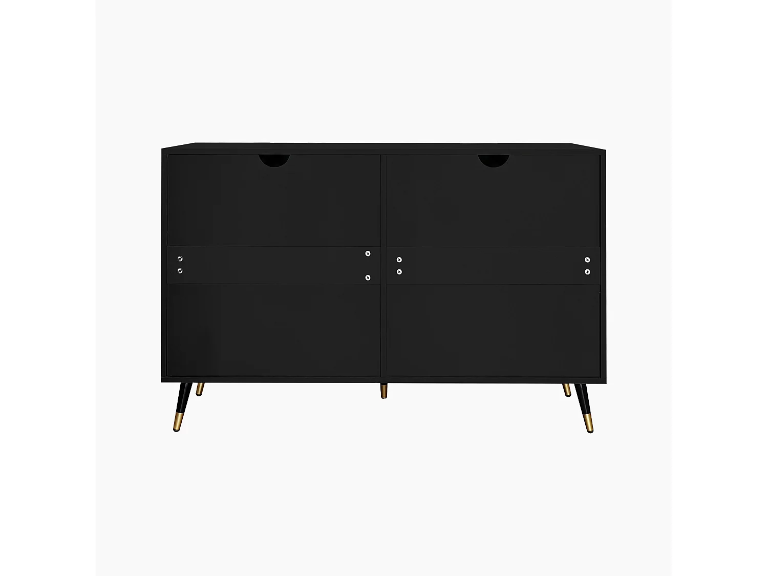 Commode design noir 6 tiroirs, meuble de rangement moderne pour salon et entrée