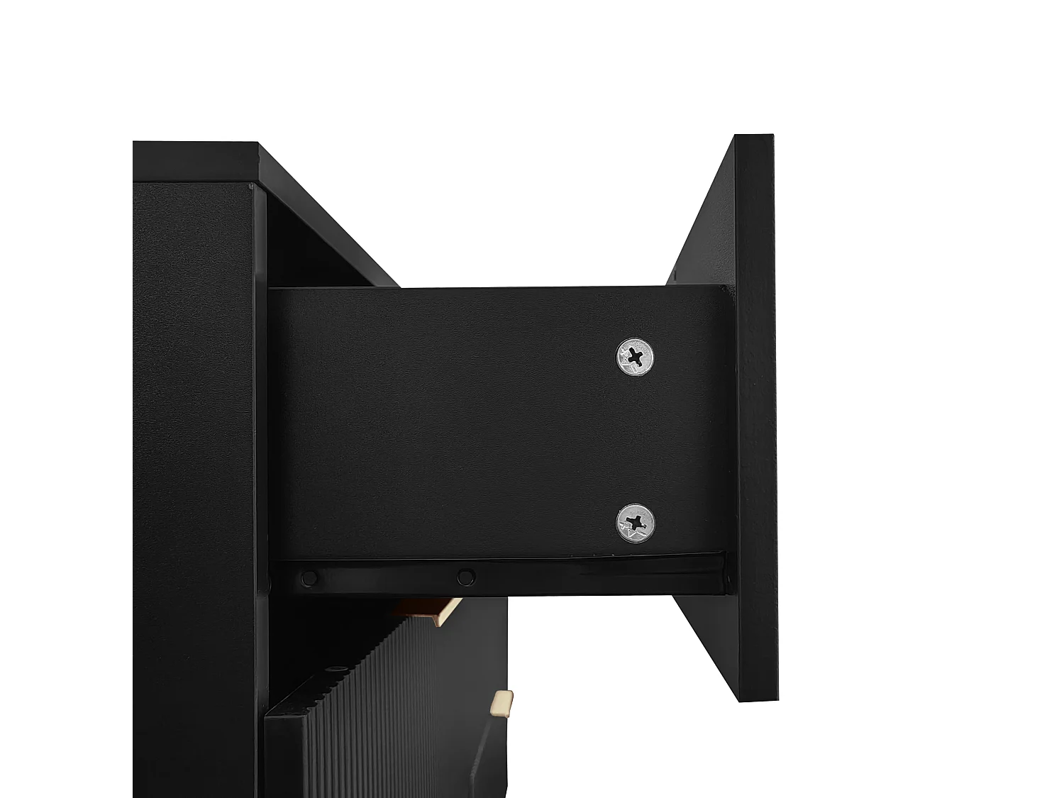Commode design noir 6 tiroirs, meuble de rangement moderne pour salon et entrée
