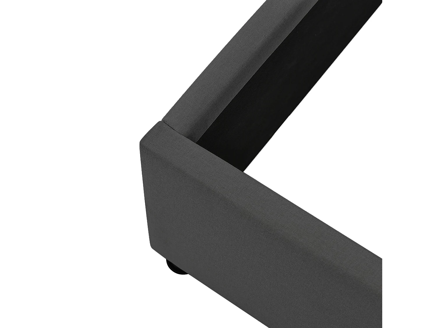 Lit coffre hydraulique 160x200, capitonné, sommier lattes bois, lin, gris