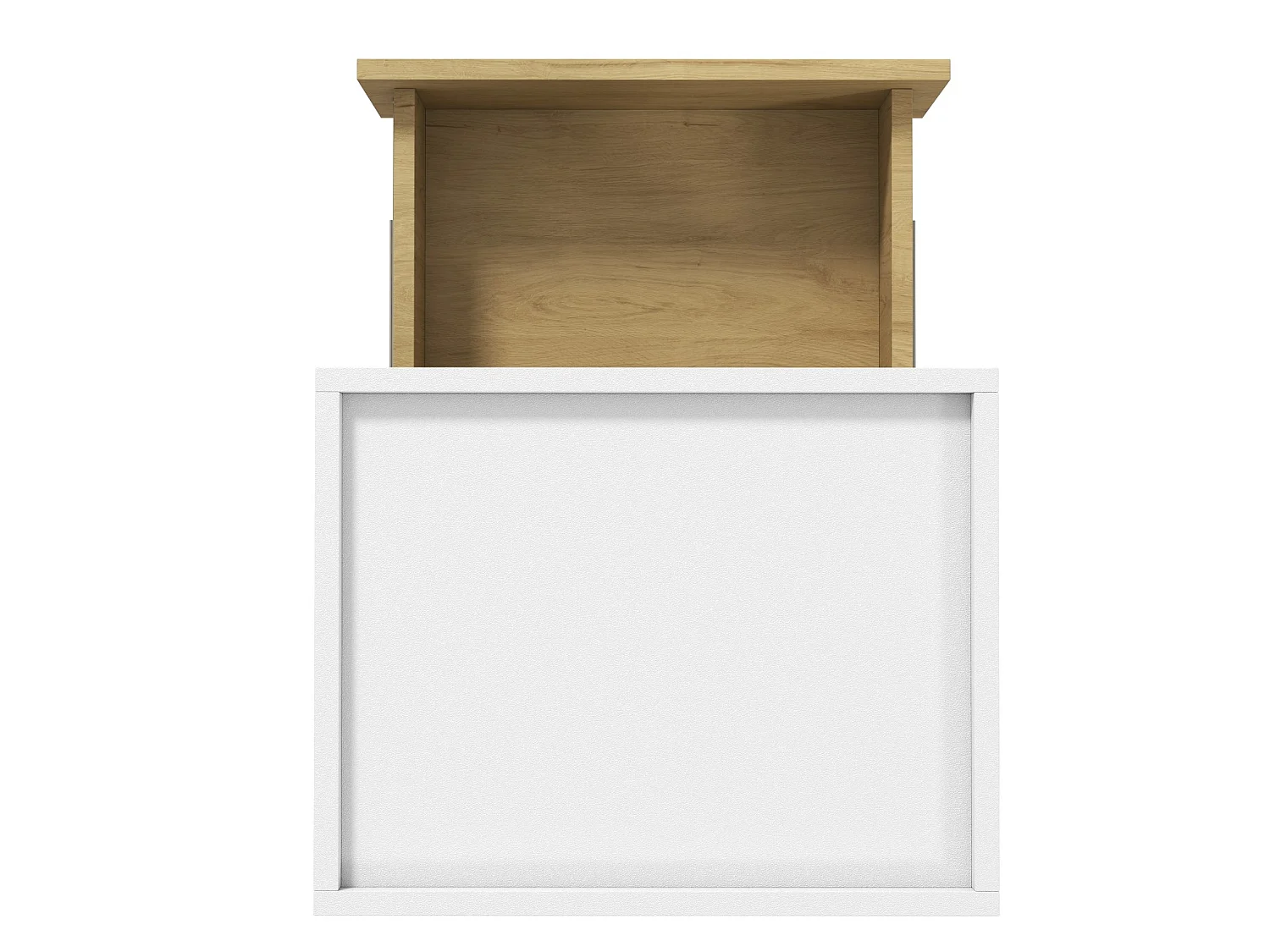 Table de chevet avec LED et 2 tiroirs - Blanc et bois