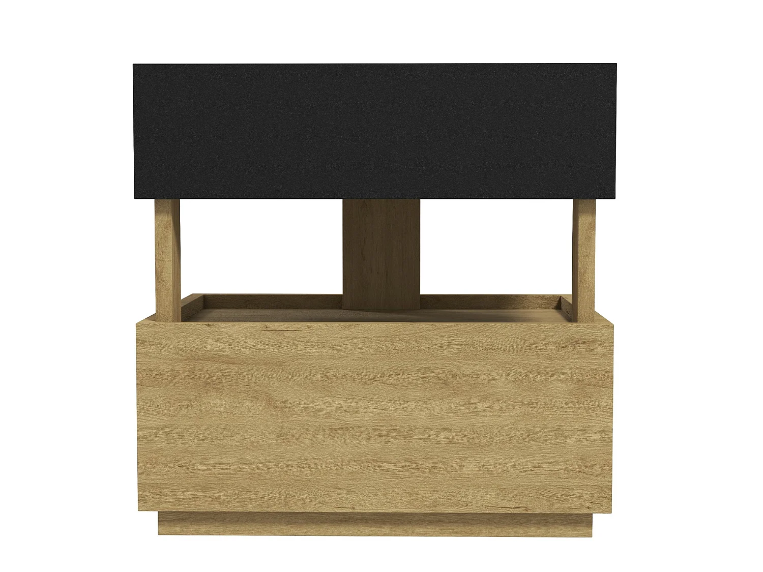Comodino con illuminazione a LED, porta USB e 2 cassetti - Nero e legno