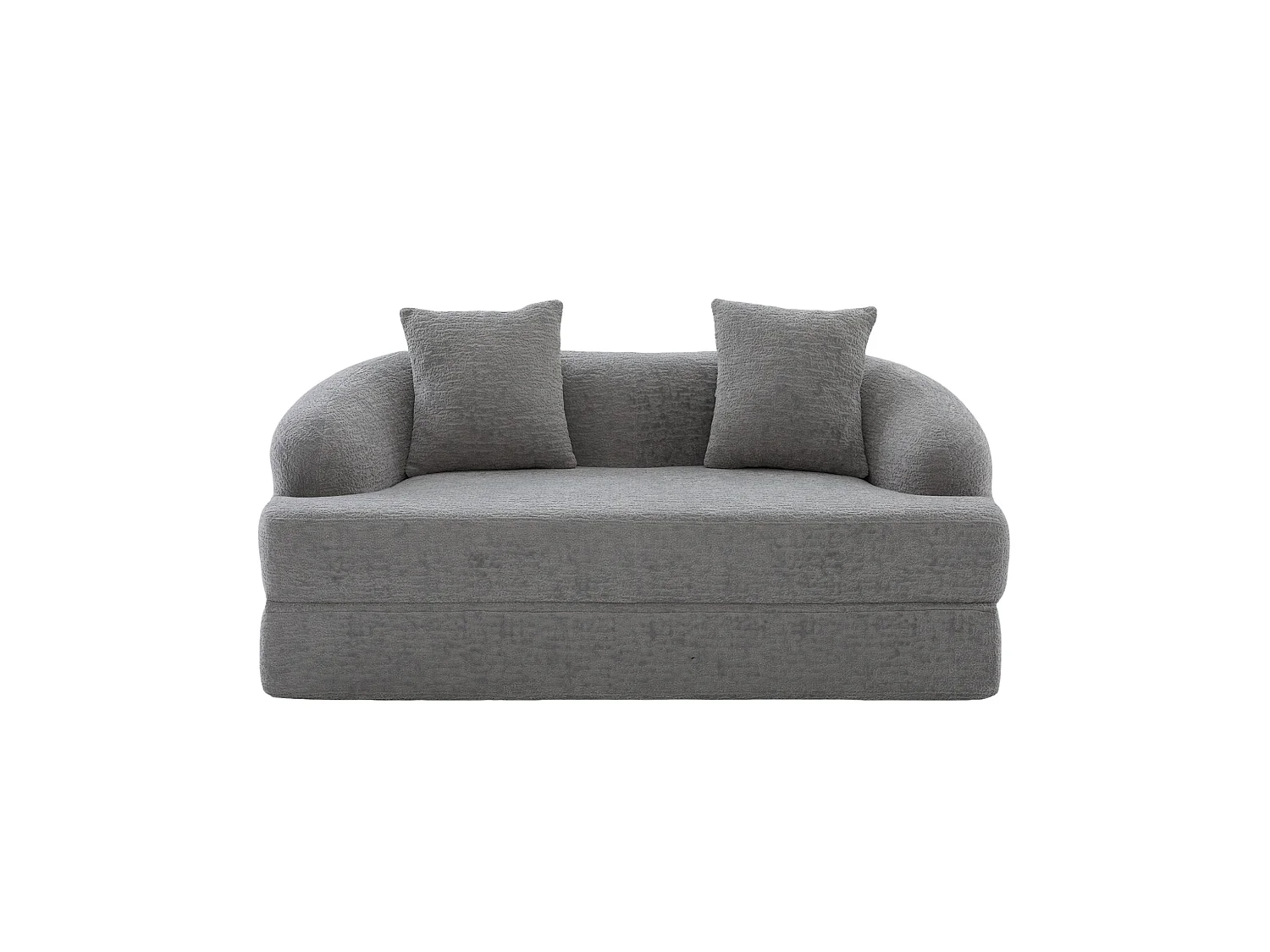 Tweezits slaapbank van chenille met 2 kussens - Lichtgrijs 157 x 84 x 65 cm