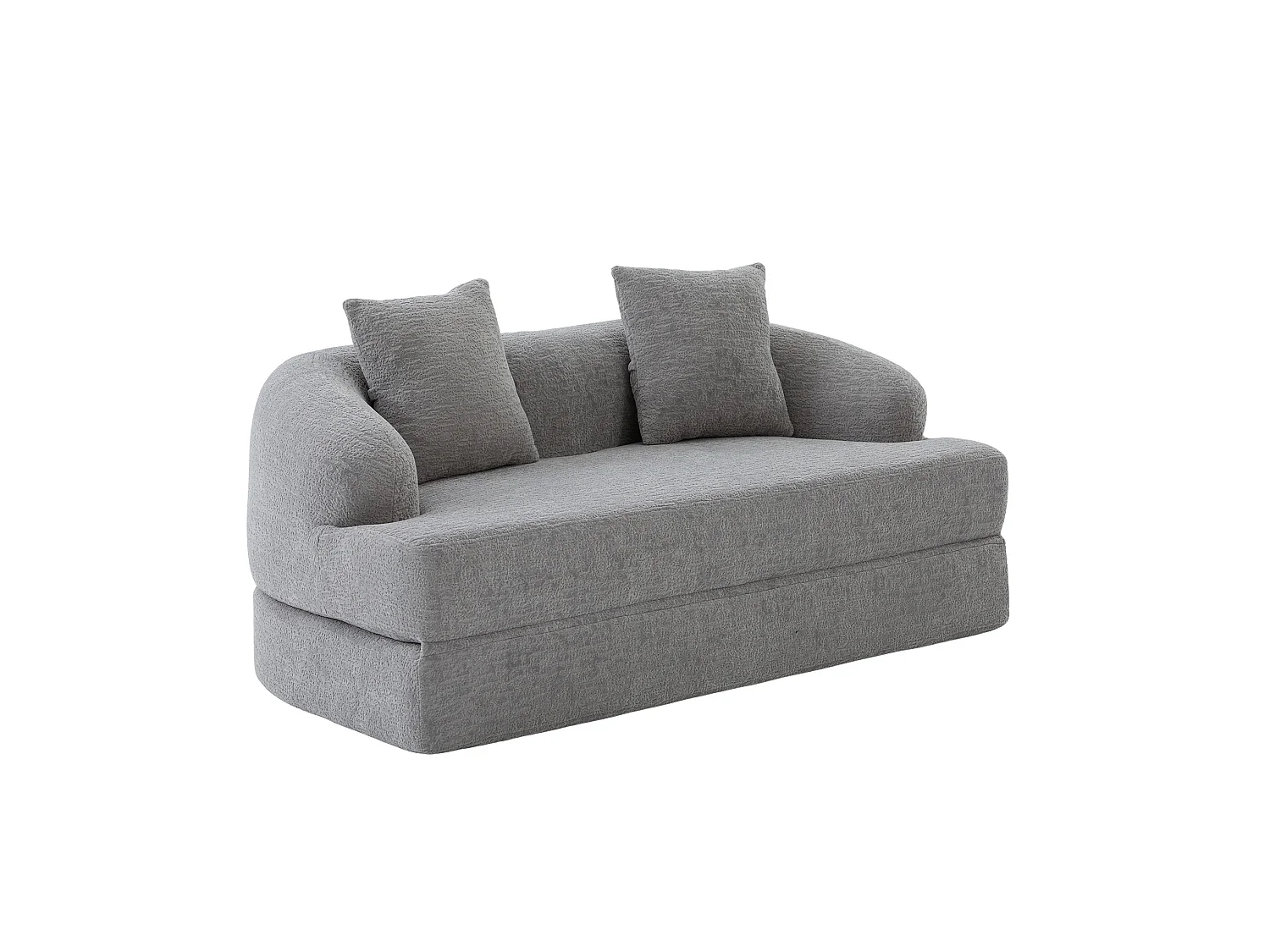 Tweezits slaapbank van chenille met 2 kussens - Lichtgrijs 157 x 84 x 65 cm