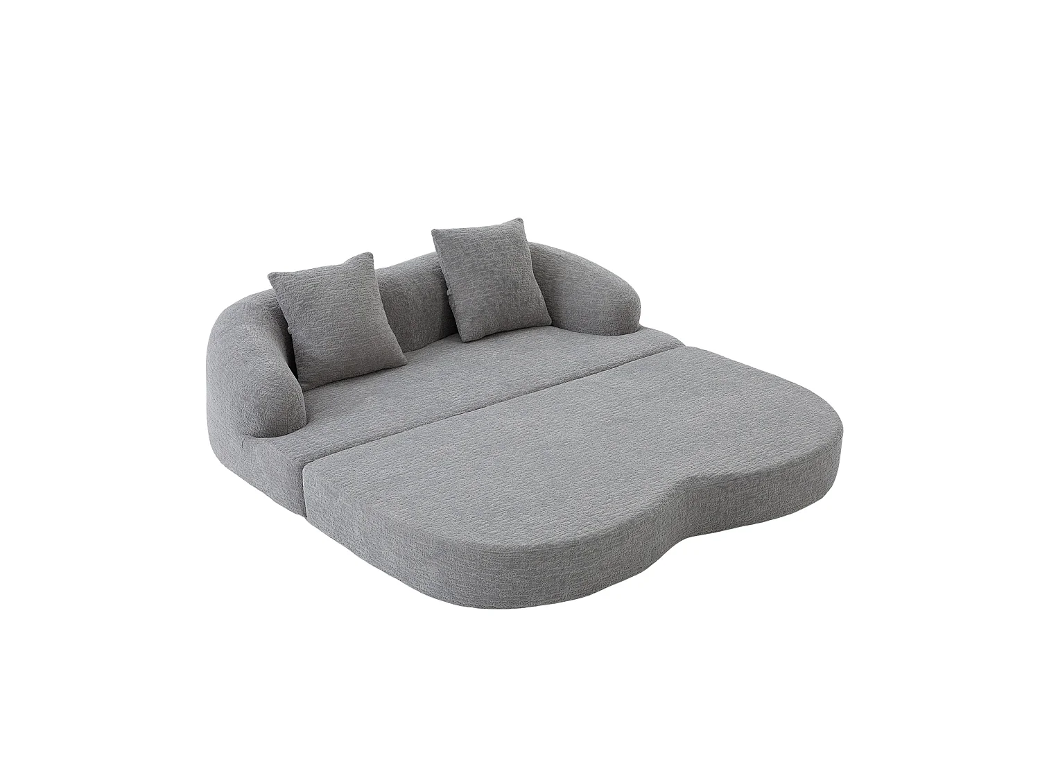 Tweezits slaapbank van chenille met 2 kussens - Lichtgrijs 157 x 84 x 65 cm