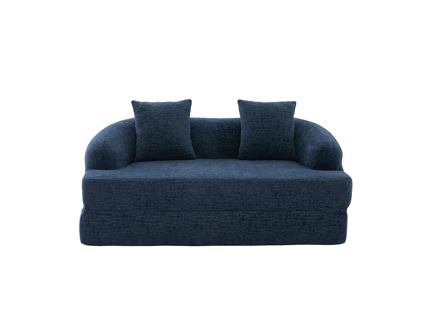Tweezits slaapbank van chenille met 2 kussens - Marineblauw 157 x 84 x 65 cm