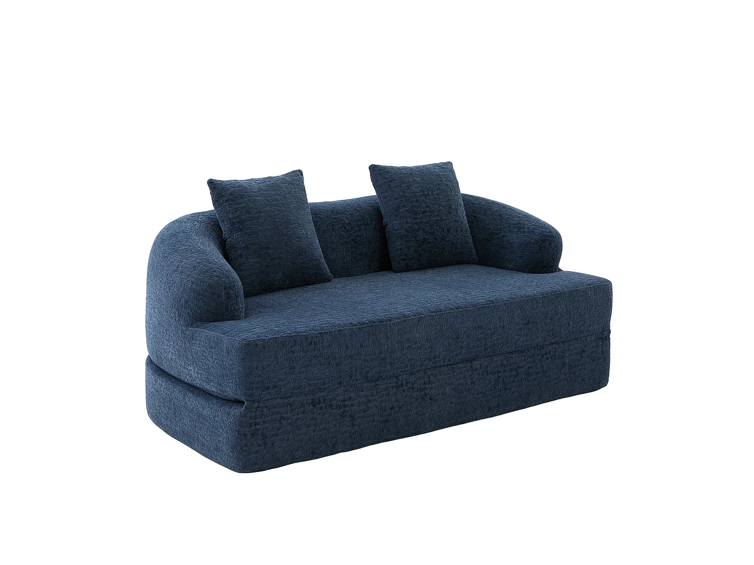 Tweezits slaapbank van chenille met 2 kussens - Marineblauw 157 x 84 x 65 cm