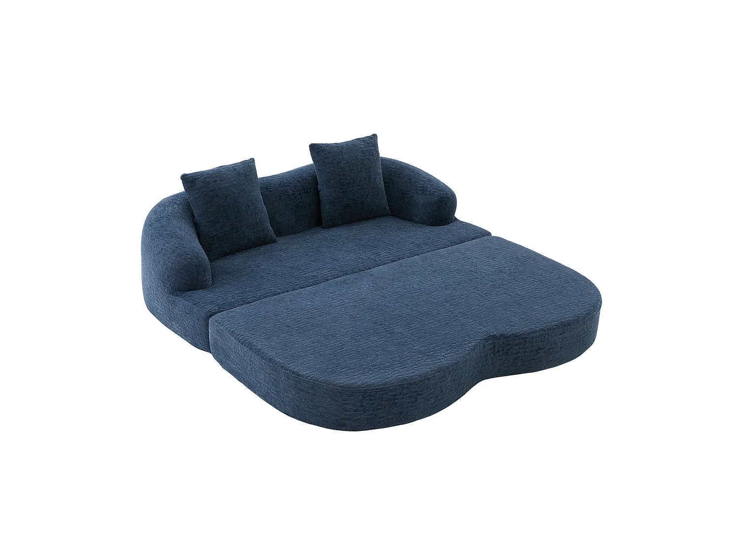Tweezits slaapbank van chenille met 2 kussens - Marineblauw 157 x 84 x 65 cm