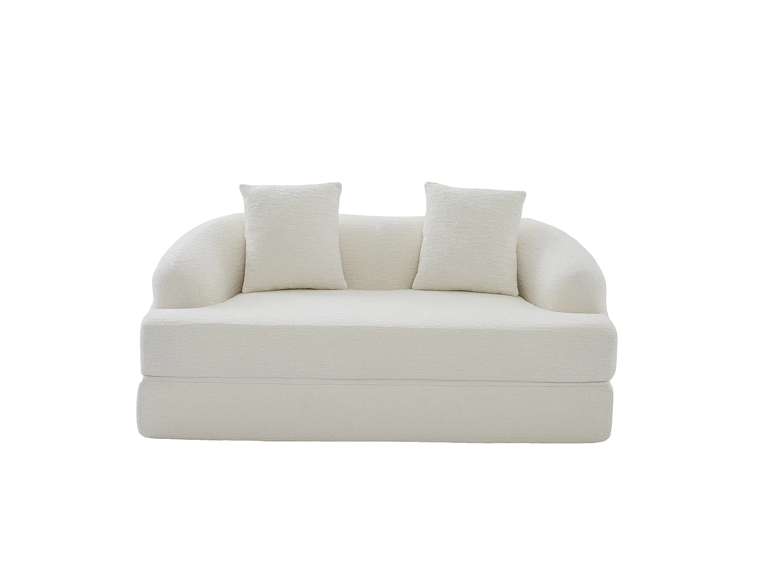Tweezits slaapbank van chenille met 2 kussens - Beige 157 x 84 x 65 cm