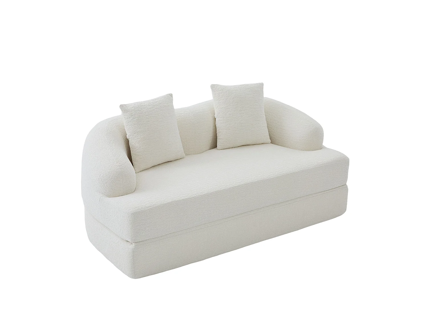 Tweezits slaapbank van chenille met 2 kussens - Beige 157 x 84 x 65 cm