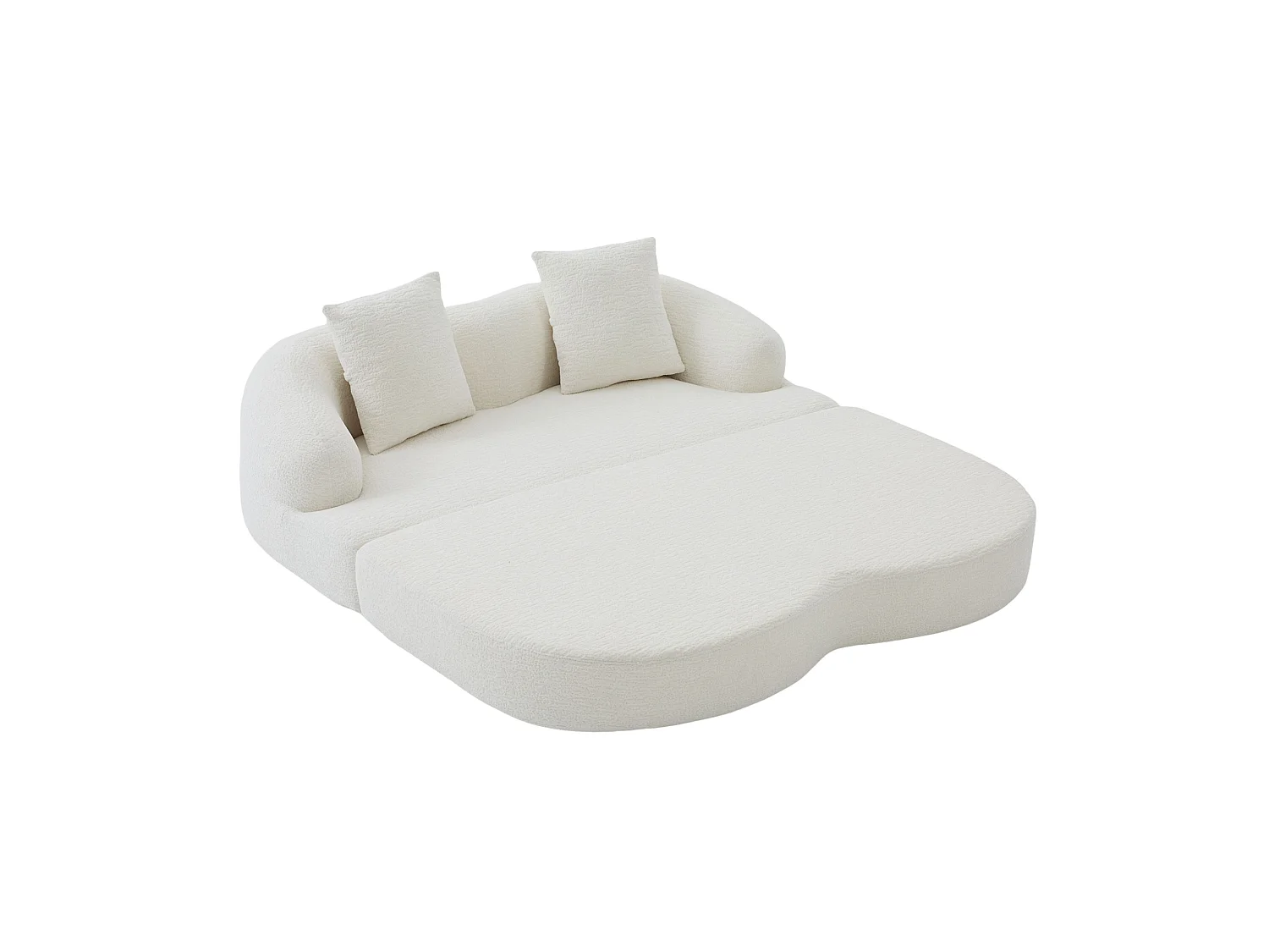 Tweezits slaapbank van chenille met 2 kussens - Beige 157 x 84 x 65 cm