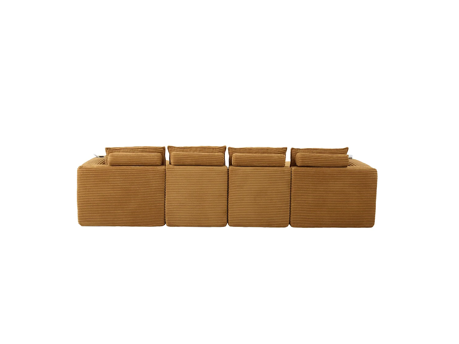 Canapé 4 places avec pouf en velours côtelé