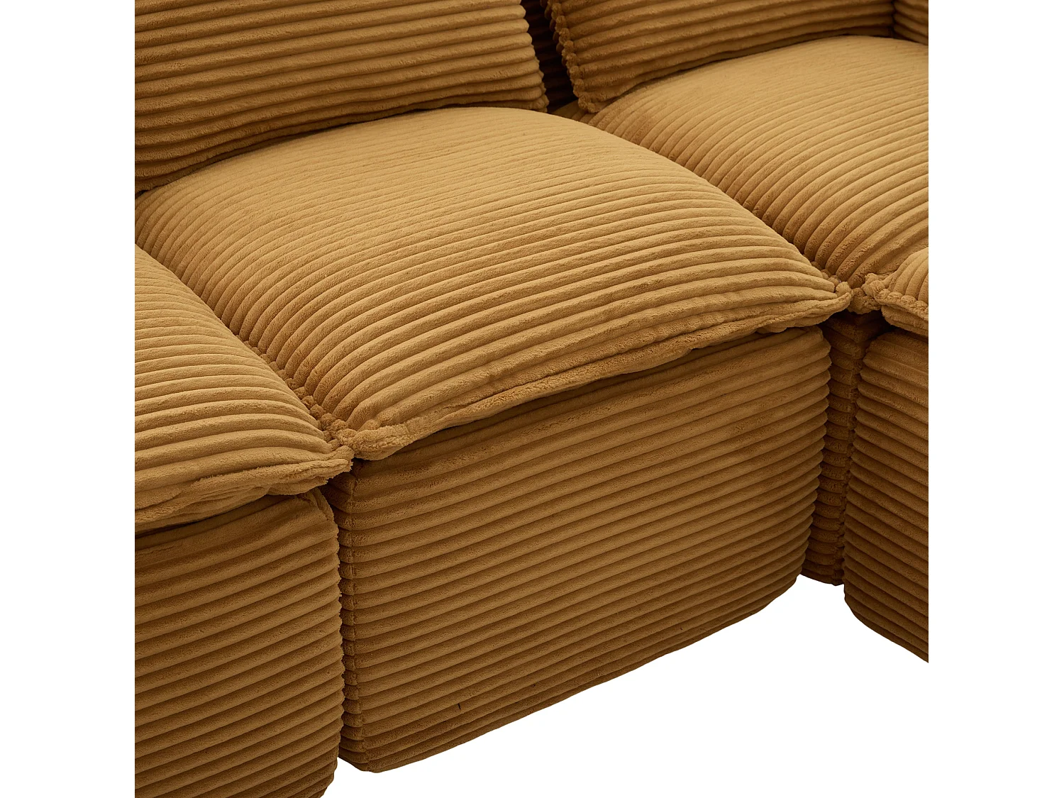 Canapé 4 places avec pouf en velours côtelé