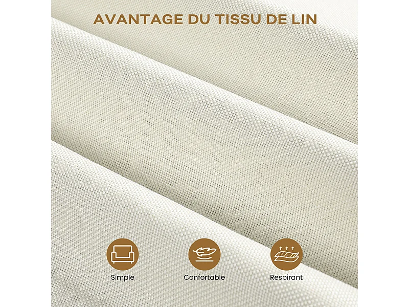 Canapé 2 places en tissu lin - cadre en bois - 107x60x76cm - Beige