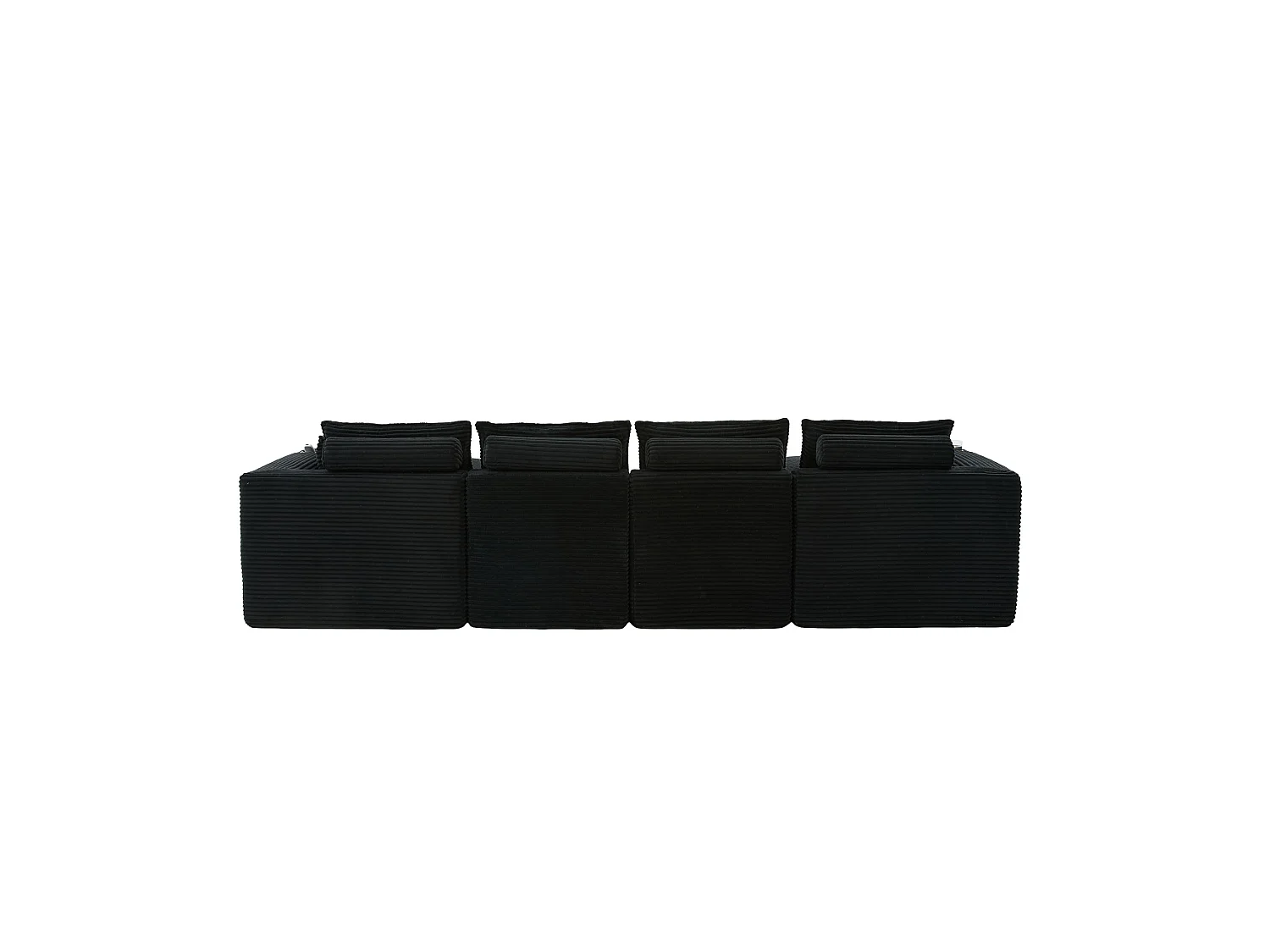 Modulaire 4-zitsbank met kussens en 2 voetenbankjes - Zwart corduroy